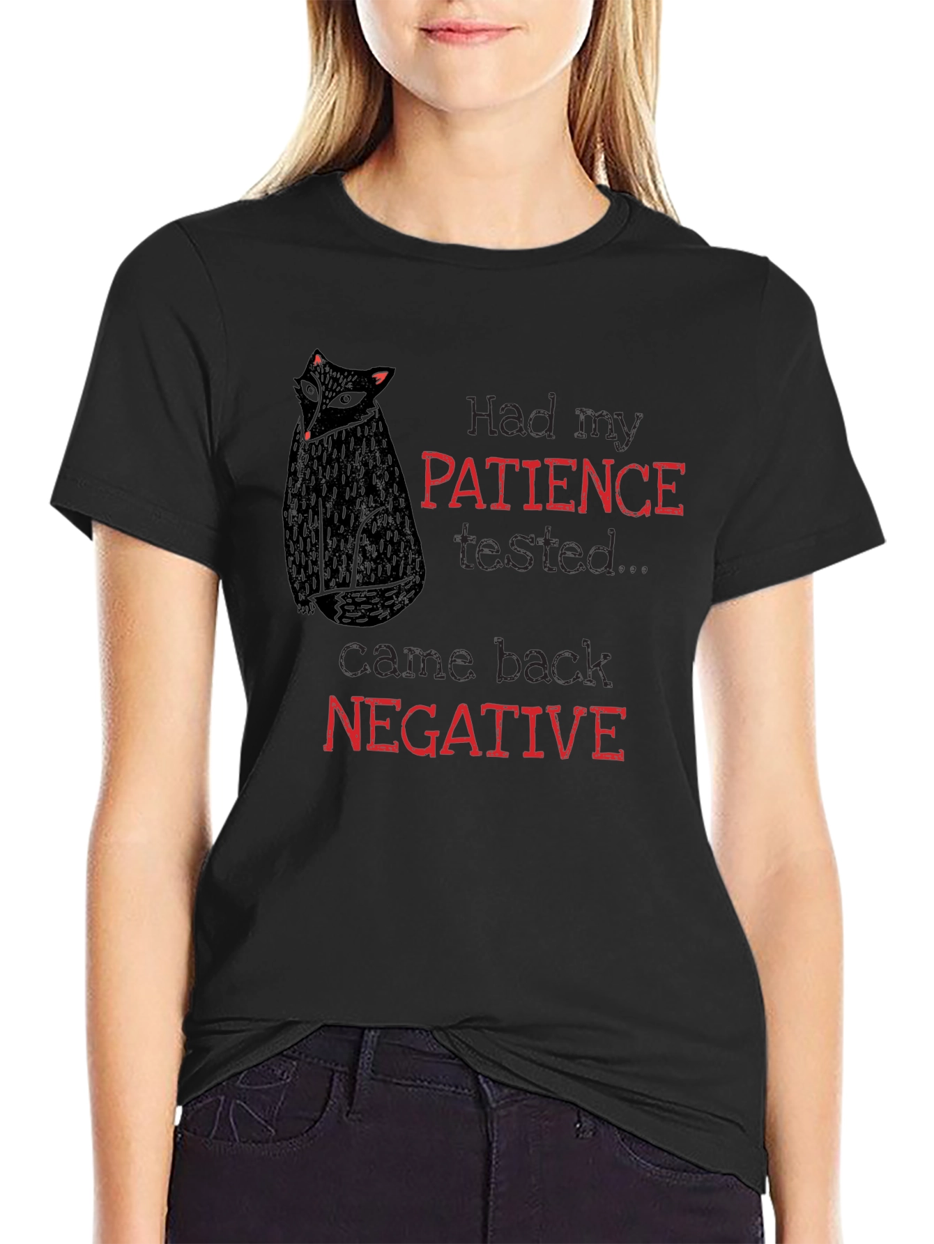 Patience Tested Negative Black Graphic Tee