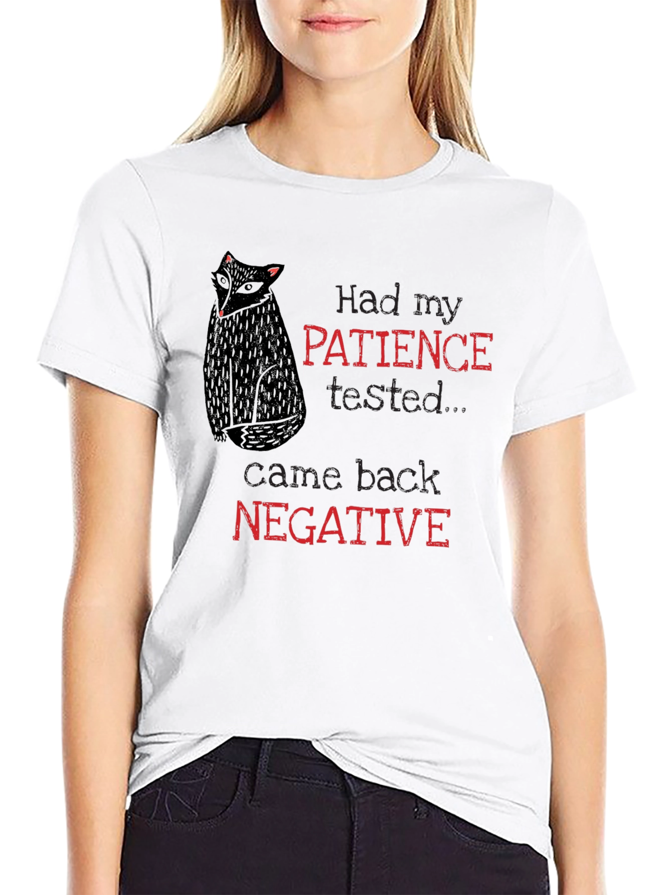 Patience Tested Negative Black Graphic Tee