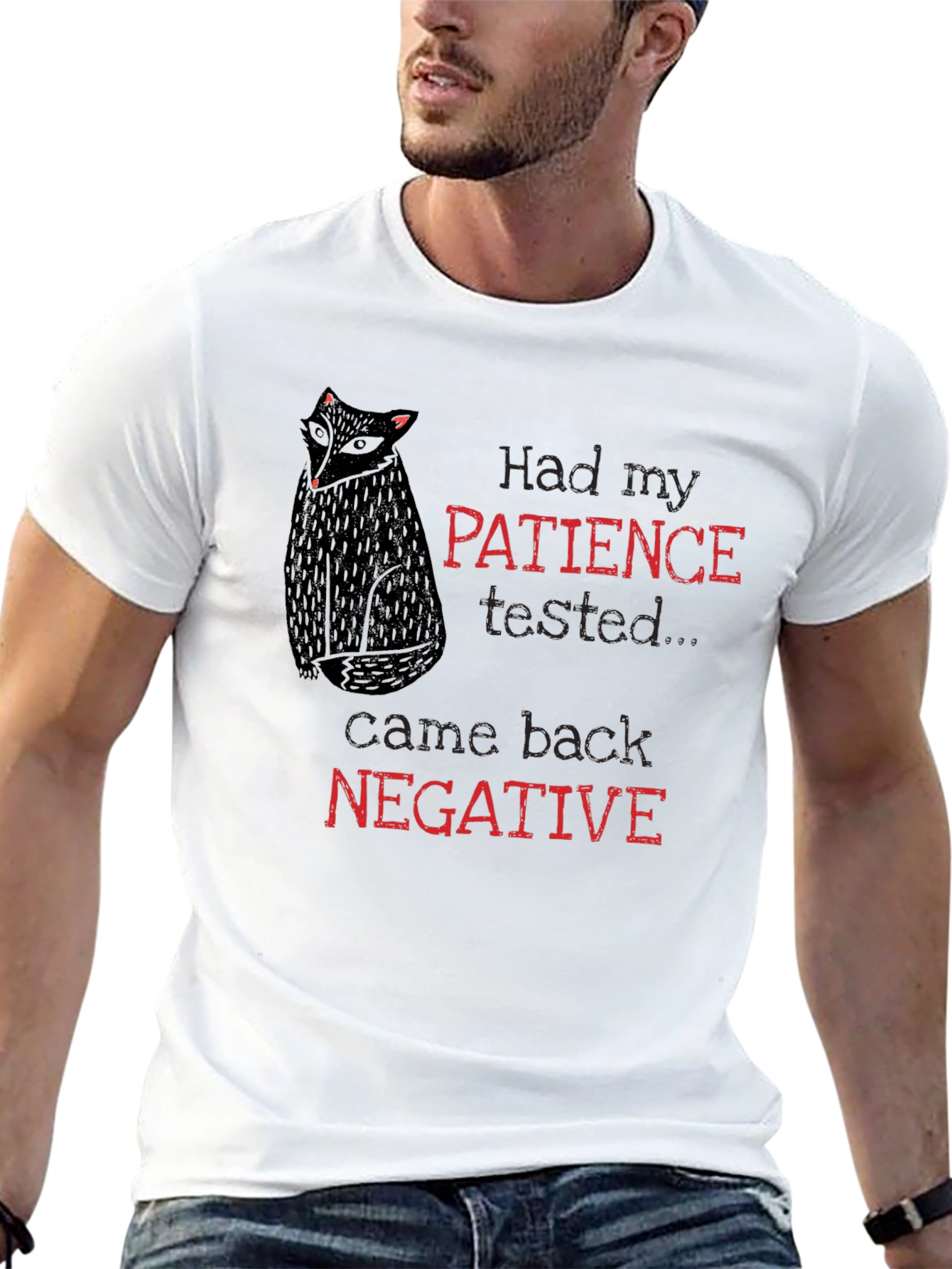 Patience Tested Negative Black Graphic Tee