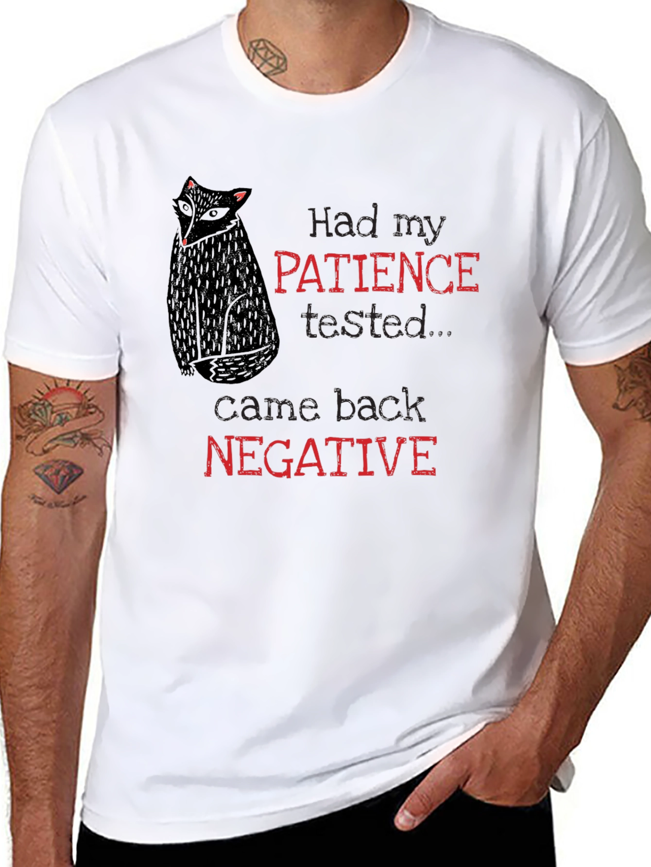 Patience Tested Negative Black Graphic Tee