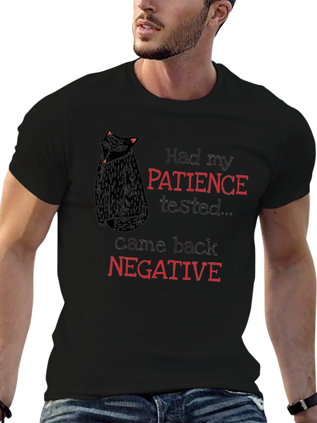 Patience Tested Negative Black Graphic Tee