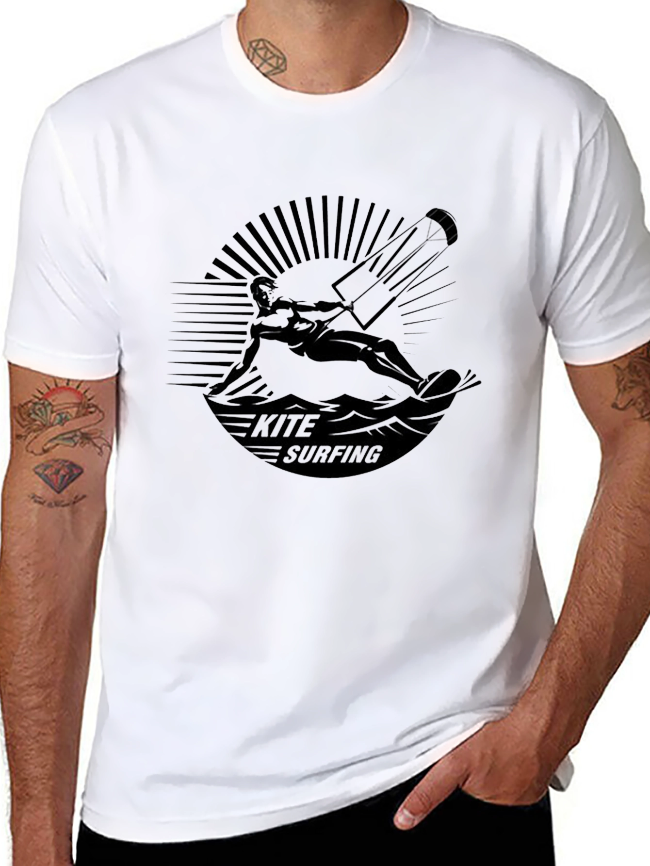 Kite Surfing Graphic Black T-Shirt
