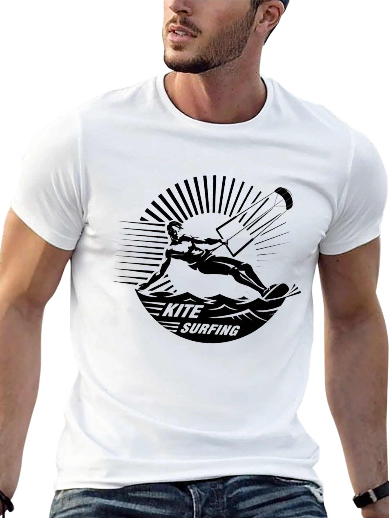 Kite Surfing Graphic Black T-Shirt