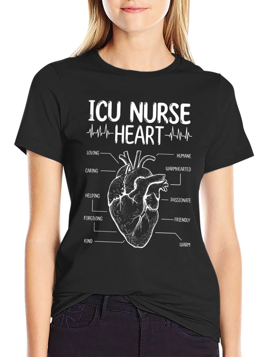 ICU Nurse Heart Anatomy T-Shirt - Black