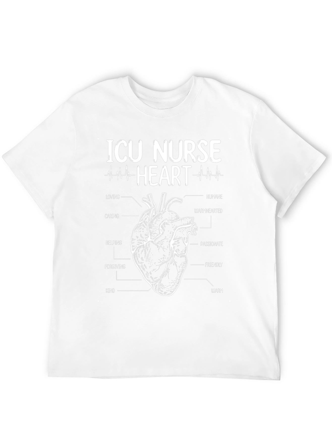 ICU Nurse Heart Anatomy T-Shirt - Black