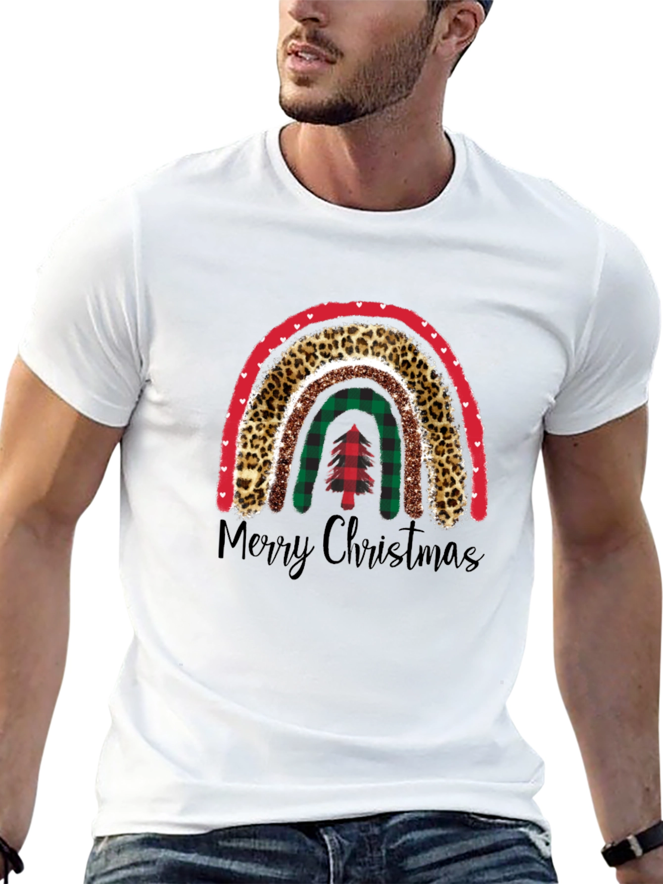 Merry Christmas Rainbow Graphic T-Shirt