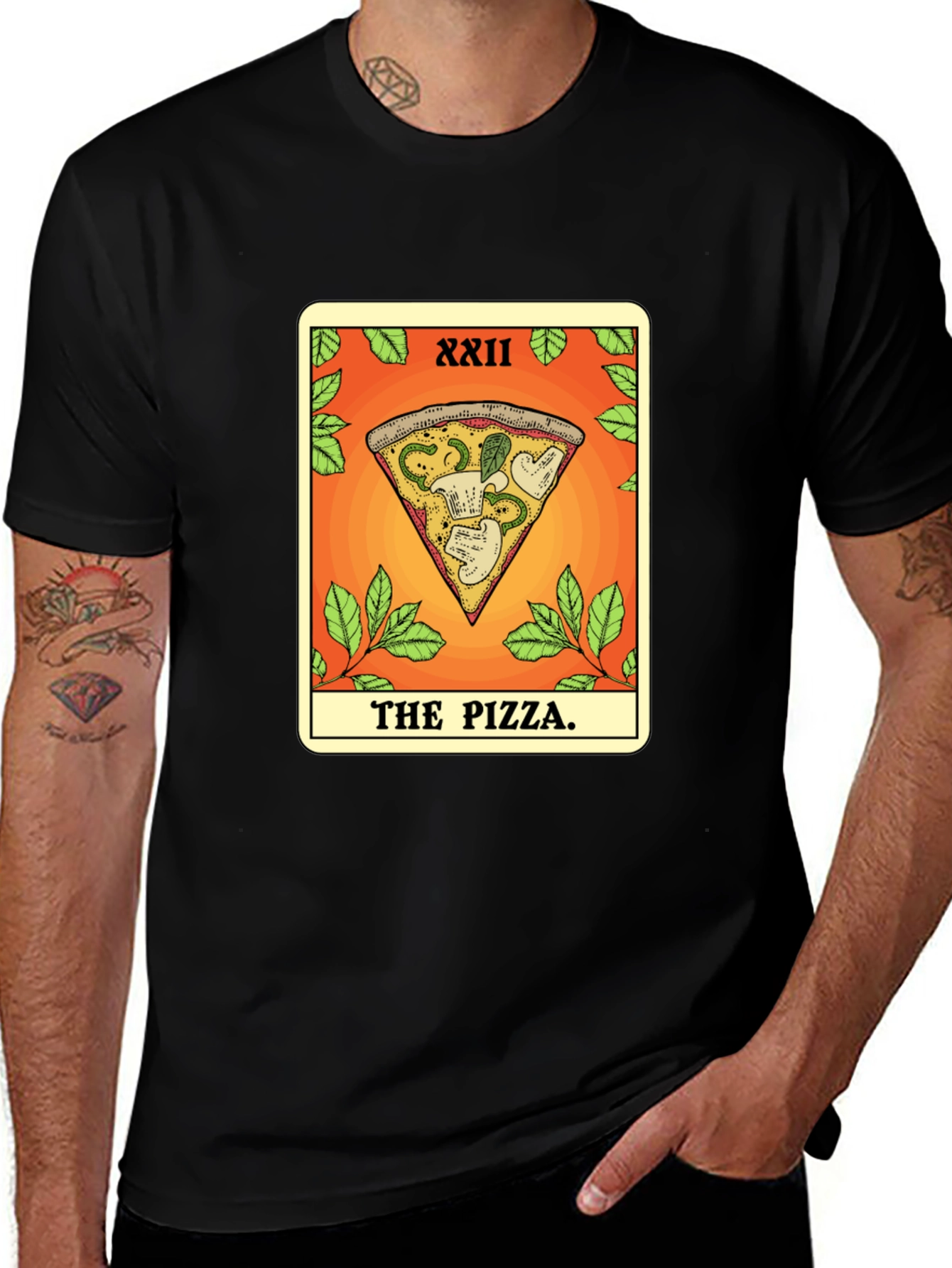Pizza Tarot Card T-Shirt - Novelty Graphic Tee