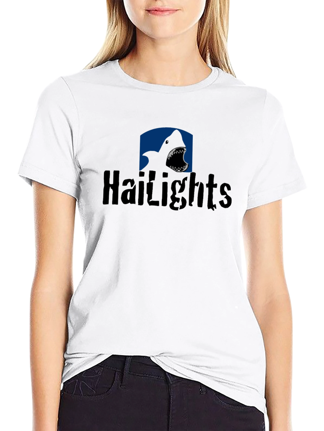 Hailights Shark Graphic Tee - Mens Black Cotton T-Shirt