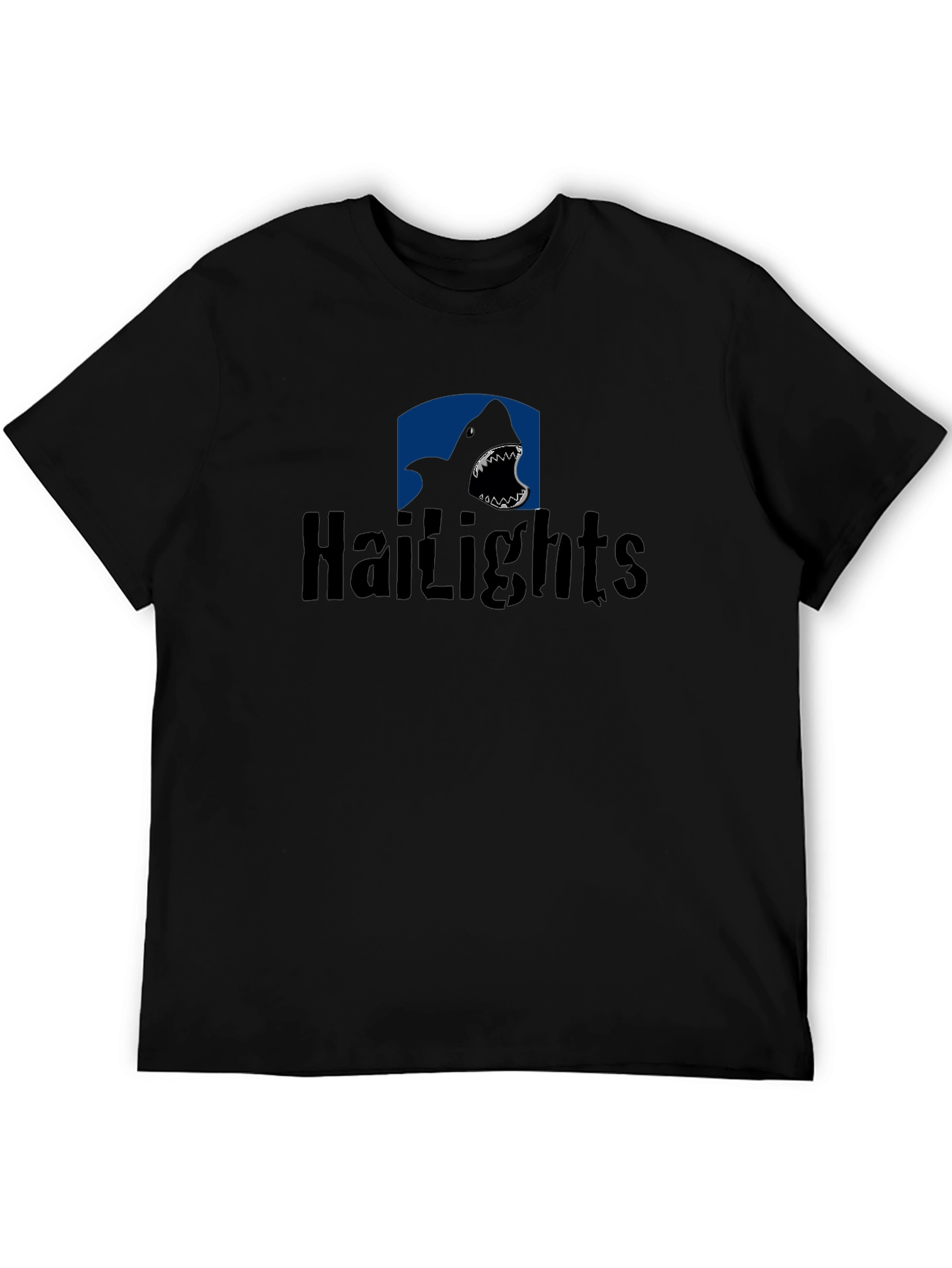 Hailights Shark Graphic Tee - Mens Black Cotton T-Shirt