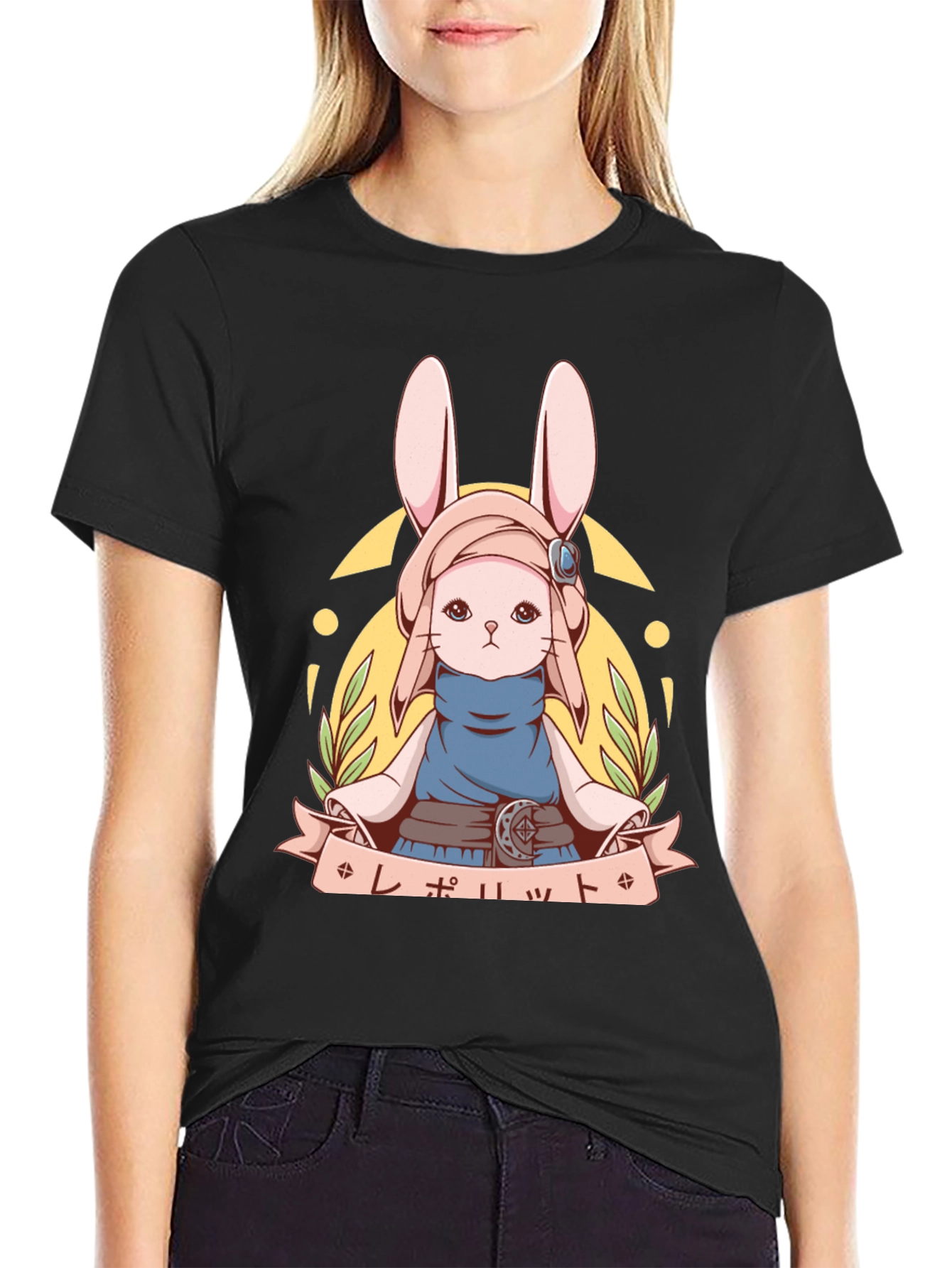 Anime Bunny T-Shirt | Unisex Black Cotton Tee