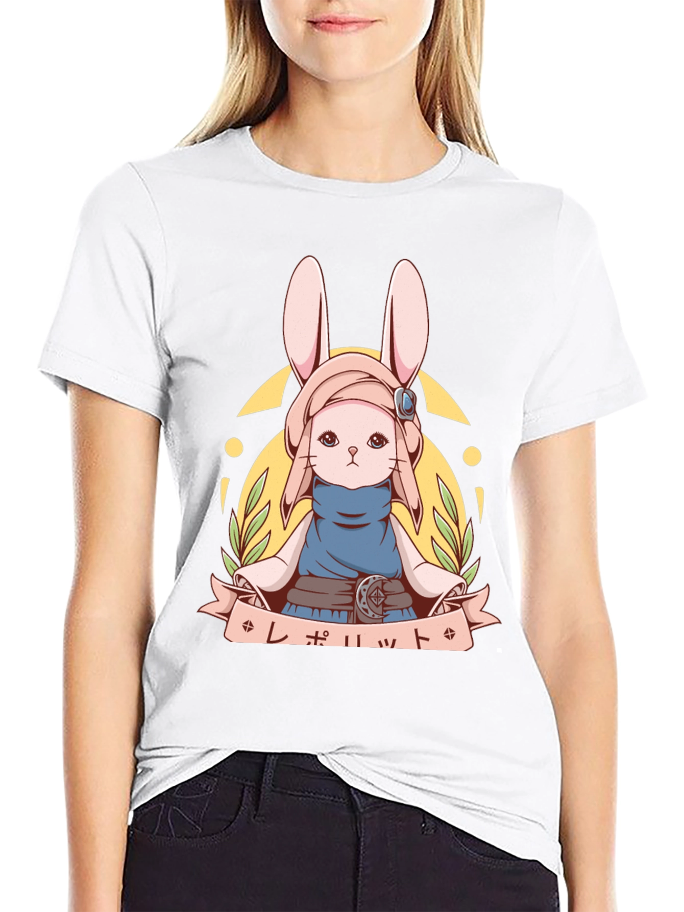 Anime Bunny T-Shirt | Unisex Black Cotton Tee