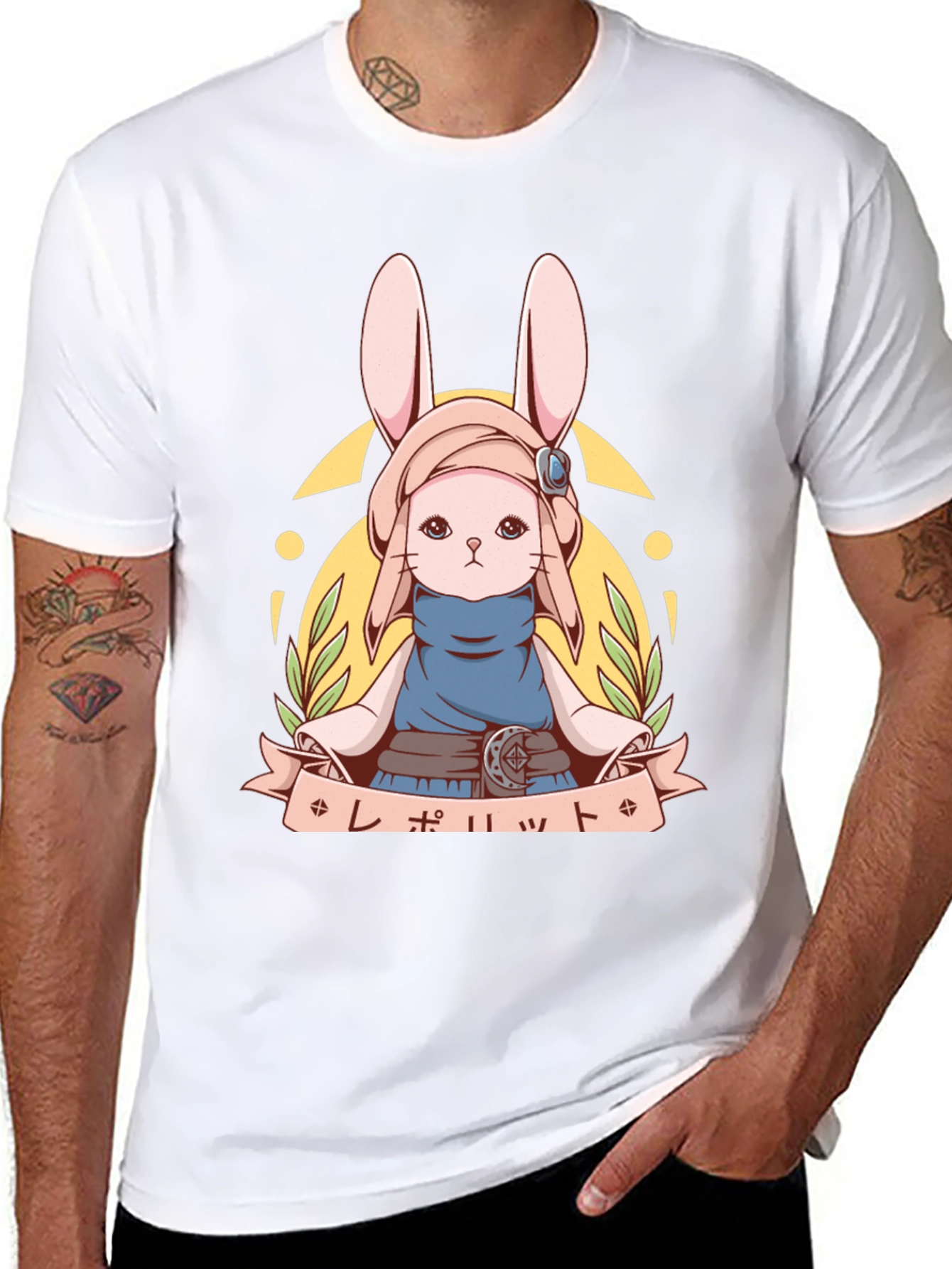 Anime Bunny T-Shirt | Unisex Black Cotton Tee