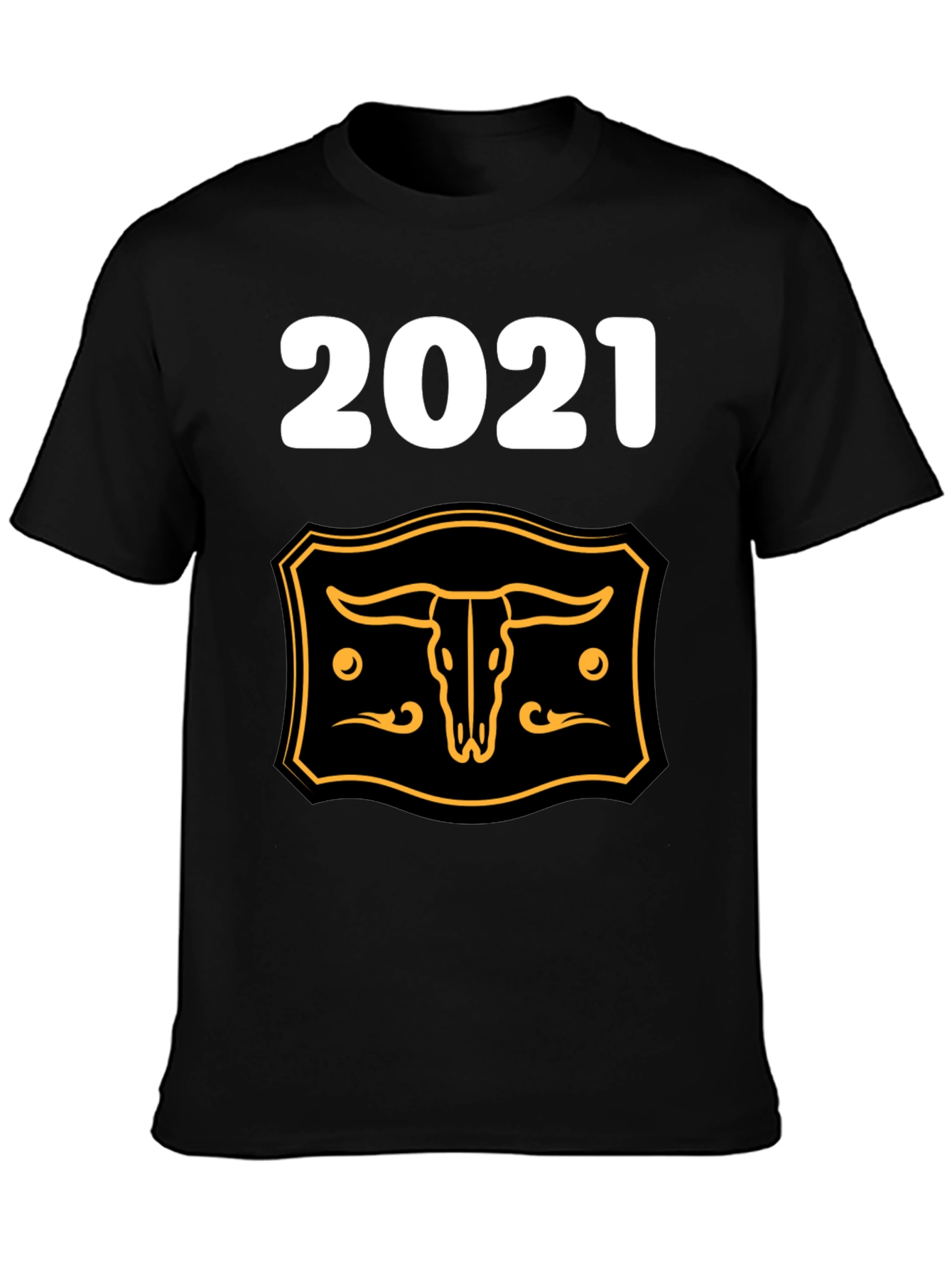 2021 Steer Skull Graphic Tee - Black Cotton Blend