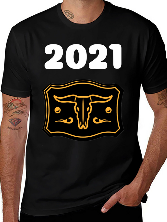 2021 Steer Skull Graphic Tee - Black Cotton Blend