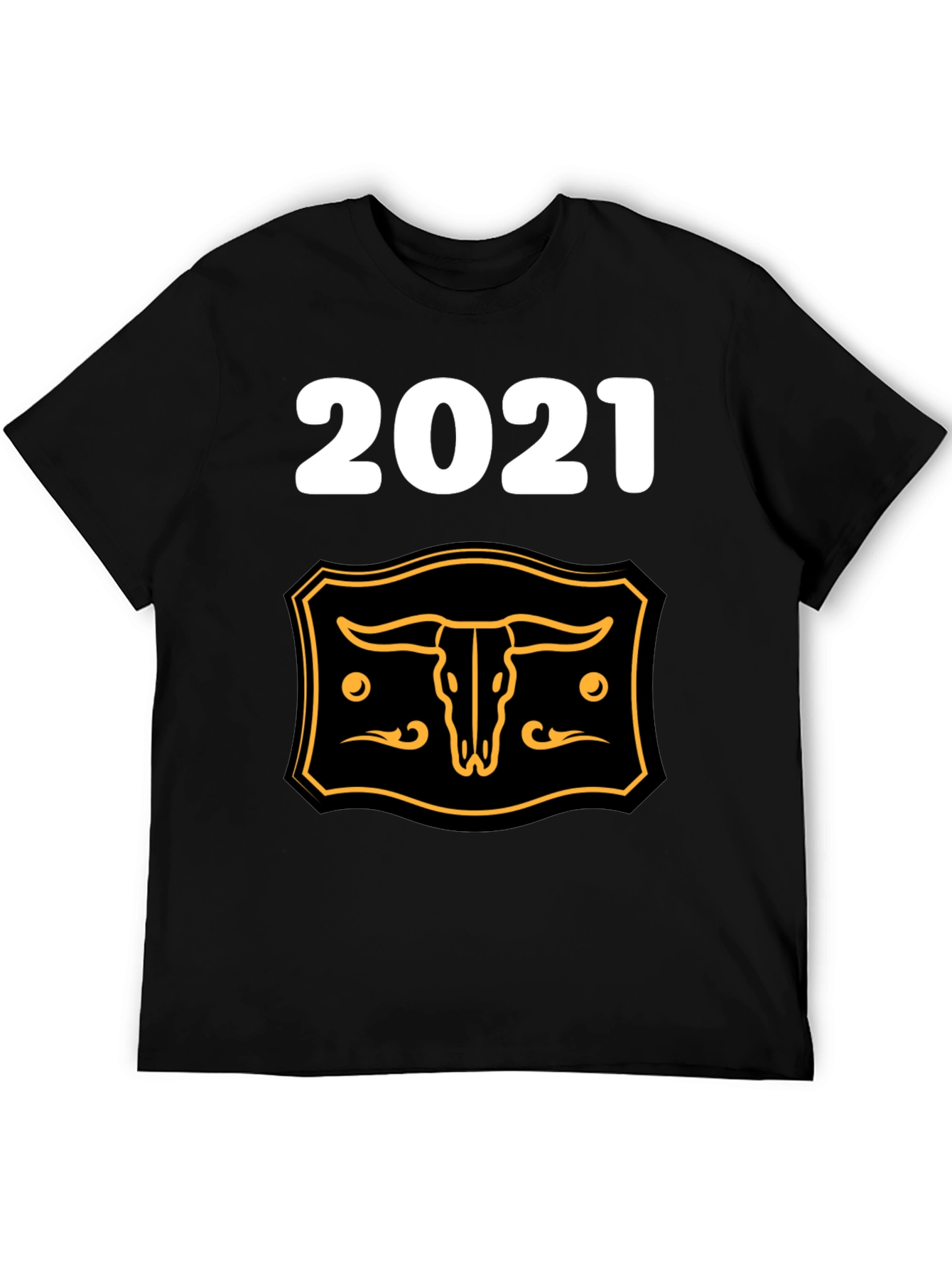 2021 Steer Skull Graphic Tee - Black Cotton Blend