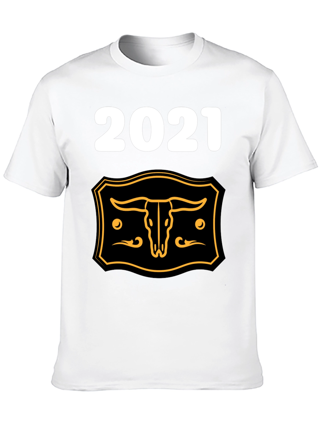 2021 Steer Skull Graphic Tee - Black Cotton Blend