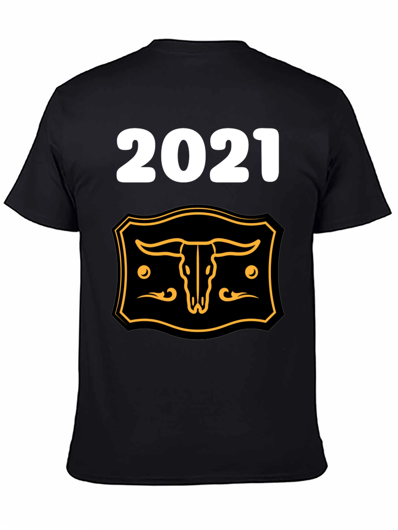 2021 Steer Skull Graphic Tee - Black Cotton Blend