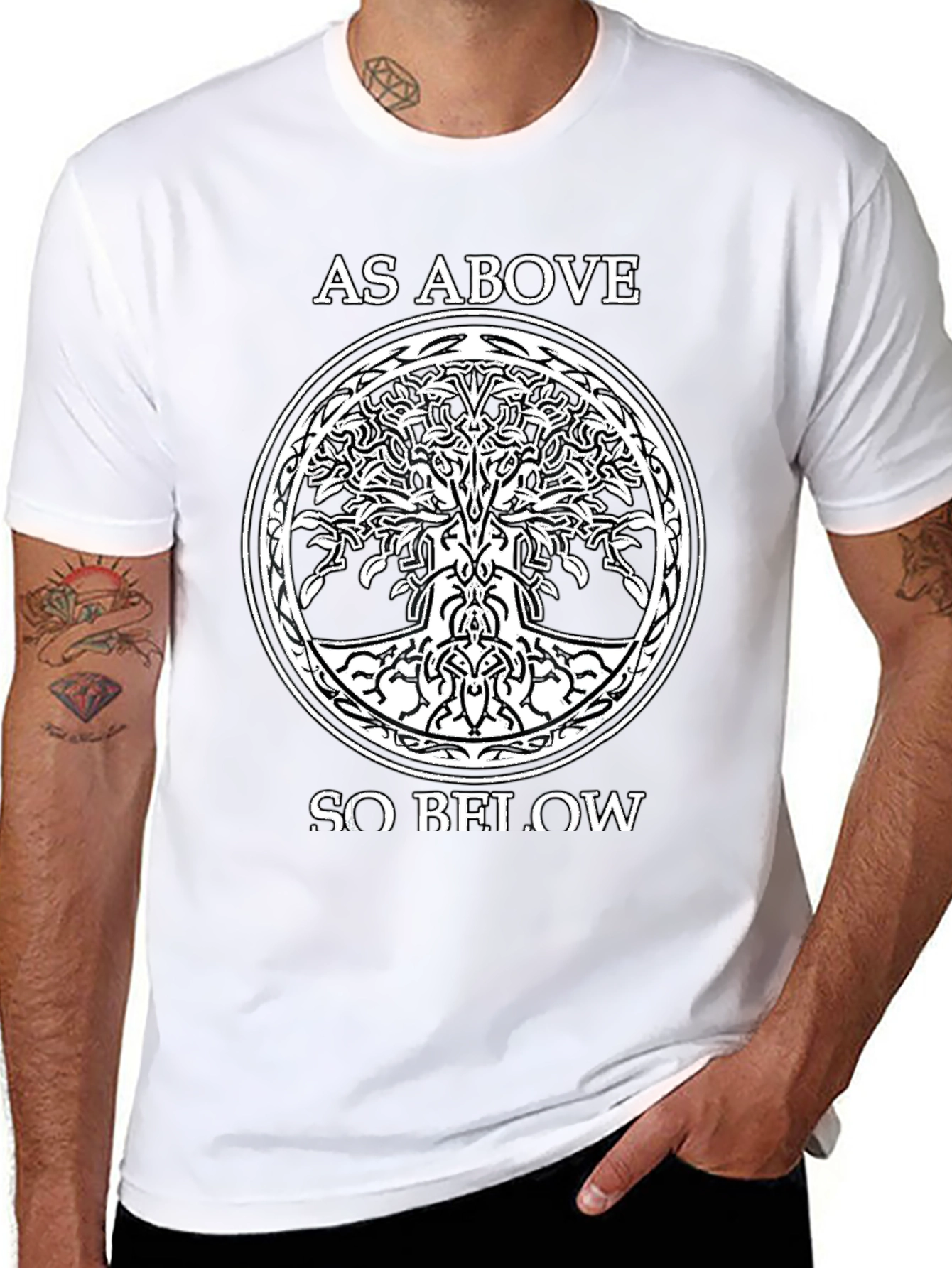 As Above So Below Tree of Life Black T-Shirt