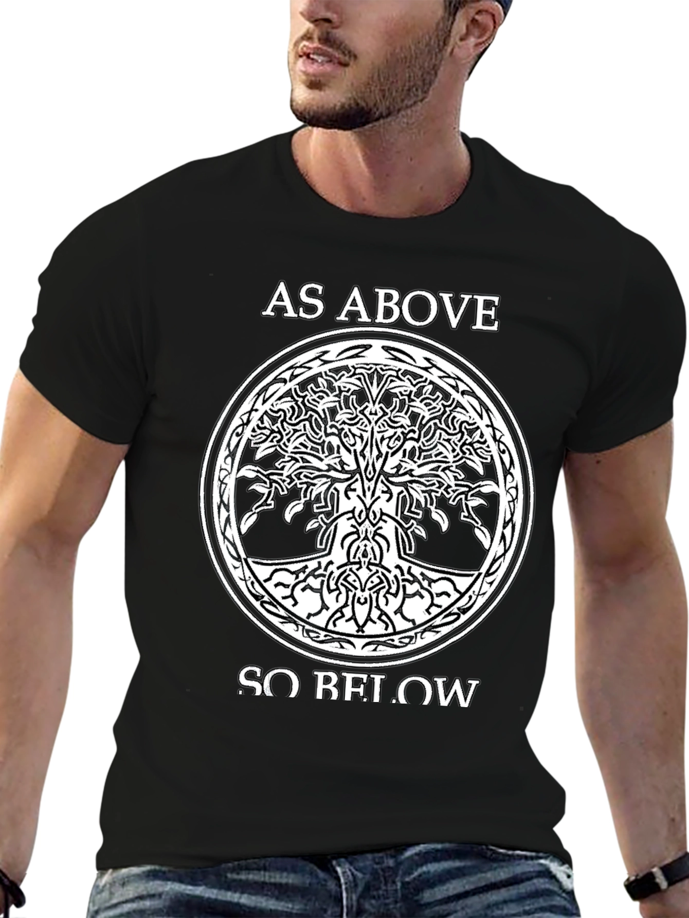 As Above So Below Tree of Life Black T-Shirt
