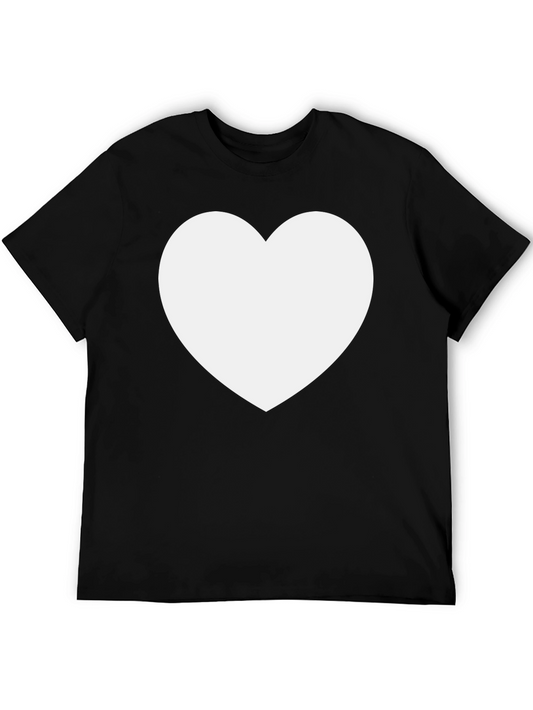 Black T-Shirt with White Heart Design