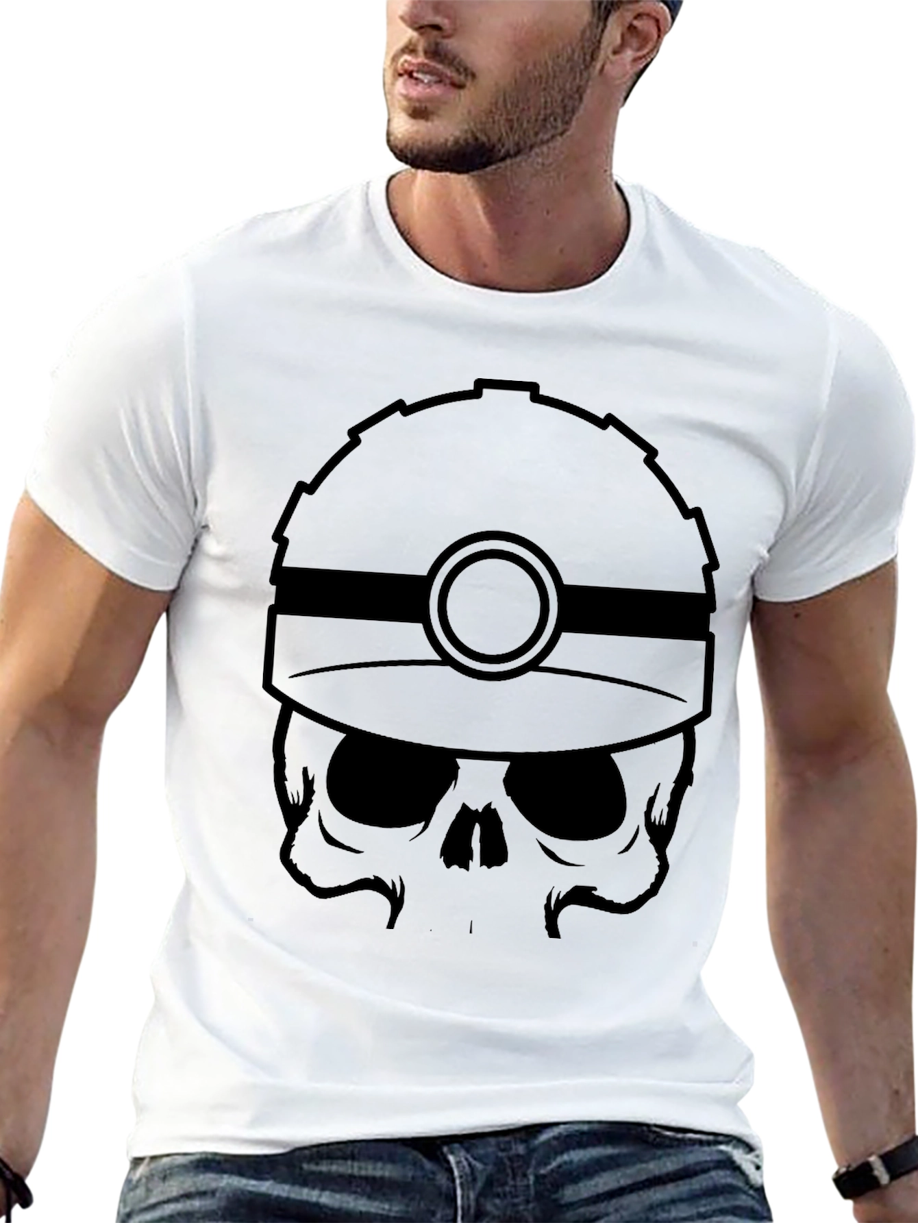 Skull Miner Graphic Tee - Black Cotton T-Shirt
