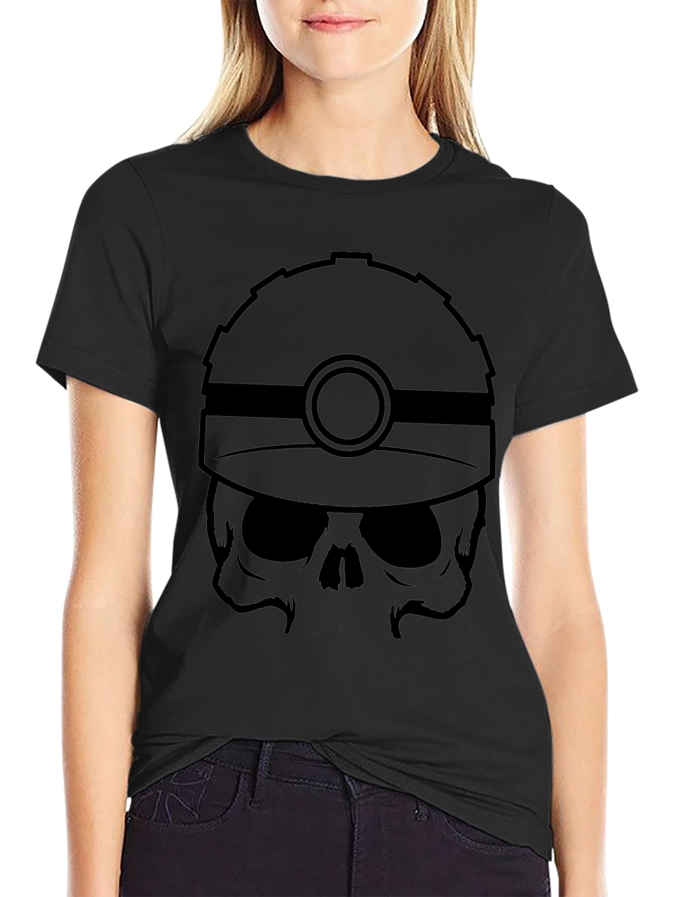 Skull Miner Graphic Tee - Black Cotton T-Shirt