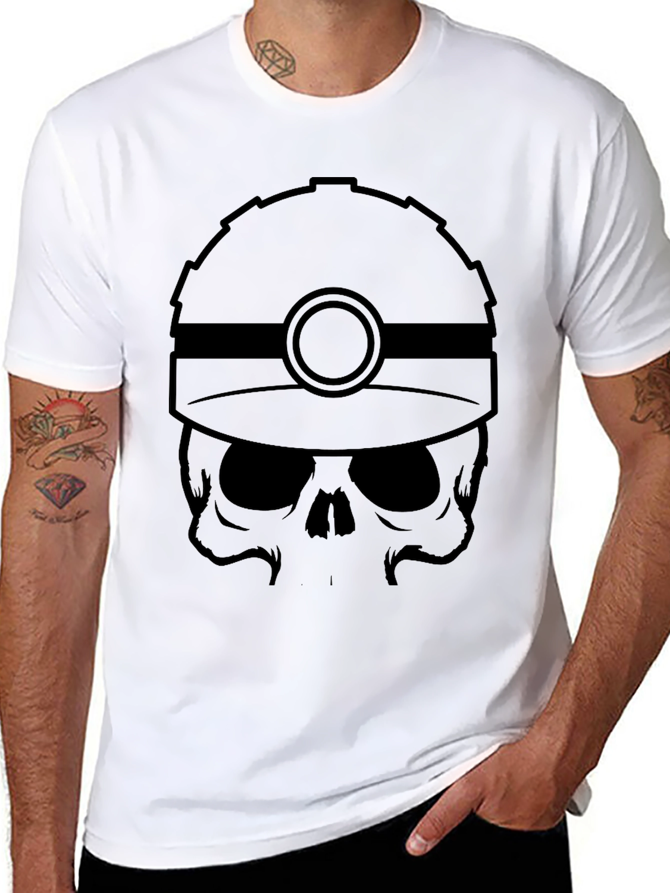Skull Miner Graphic Tee - Black Cotton T-Shirt