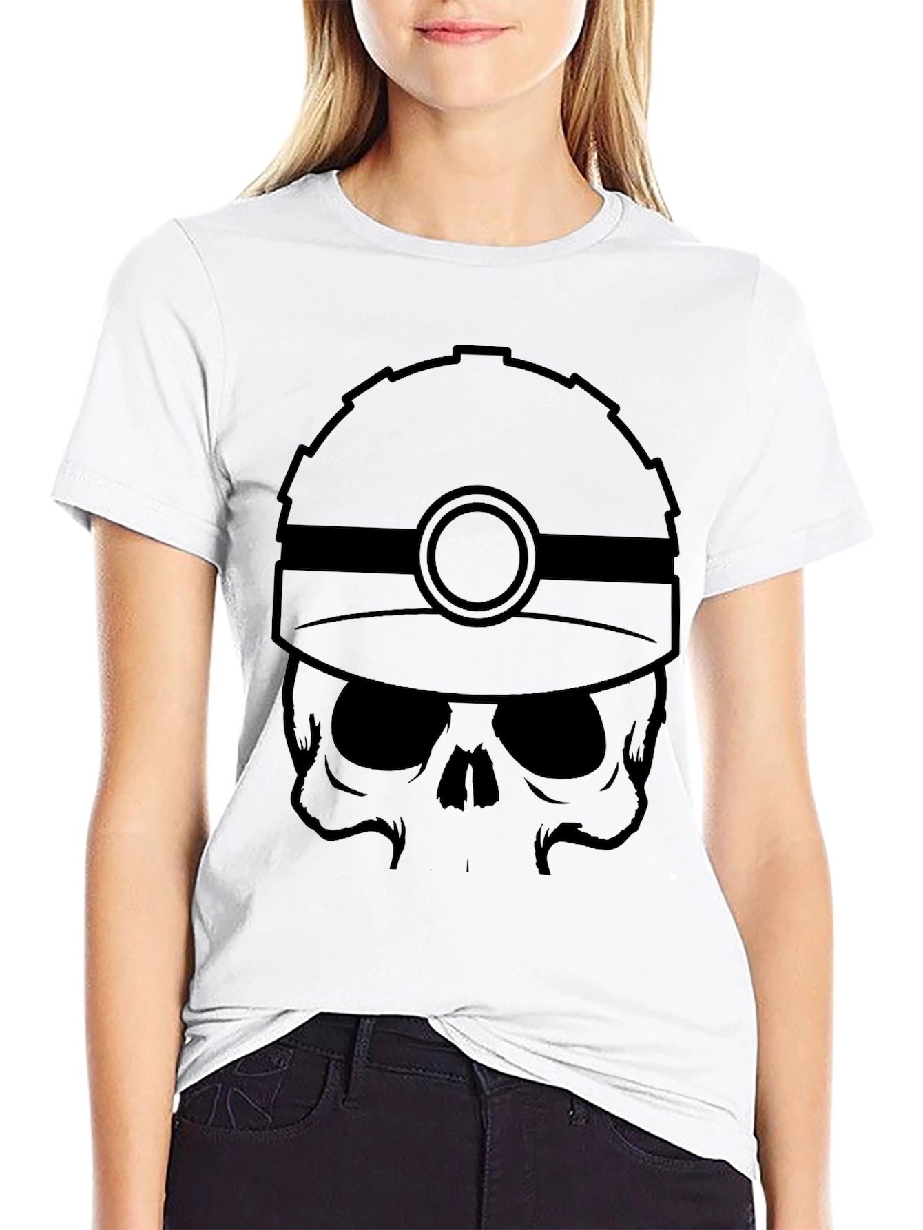 Skull Miner Graphic Tee - Black Cotton T-Shirt