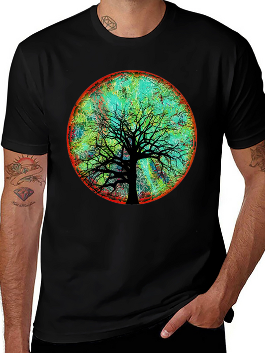 Artsy Tree of Life Graphic Tee - Black Cotton Blend