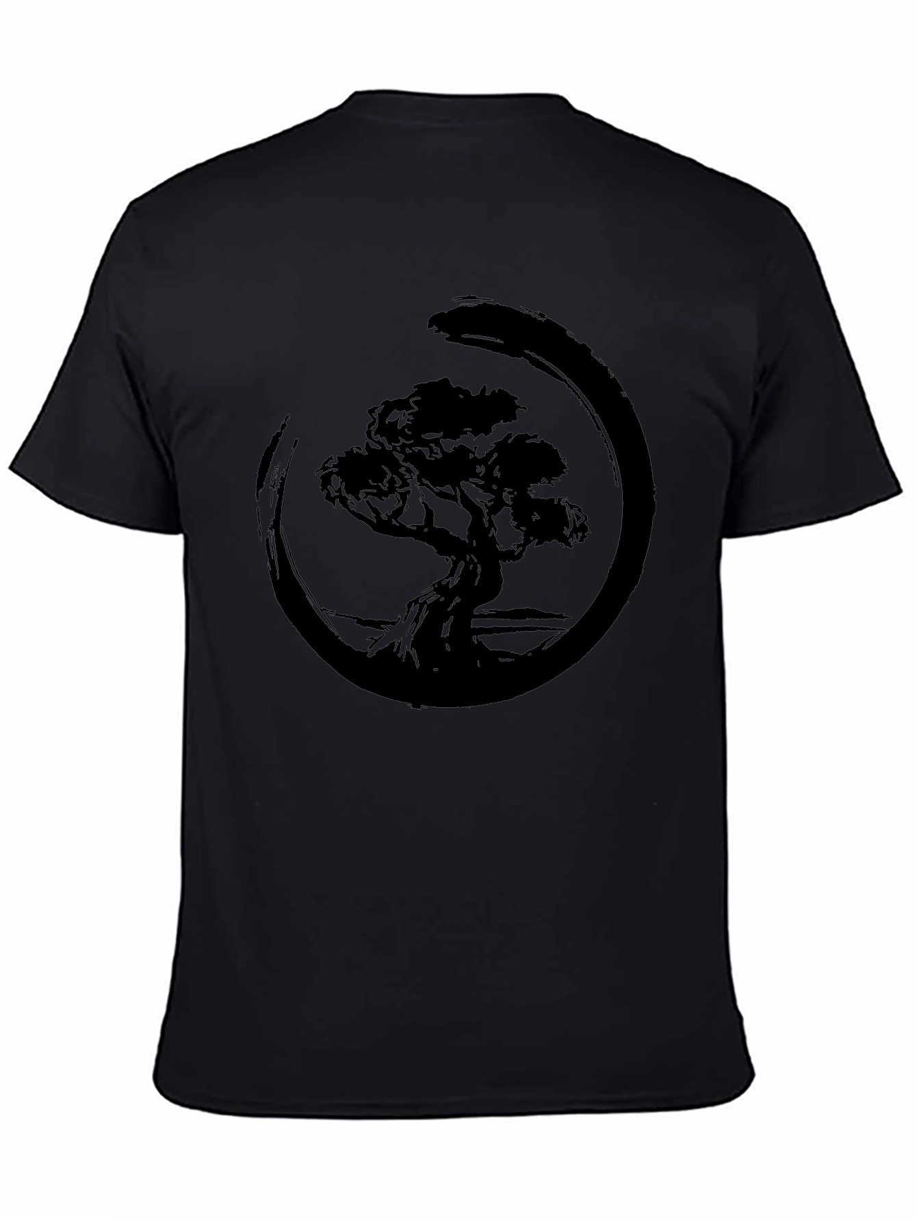 Zen Bonsai Tree Graphic Tee - Black Cotton