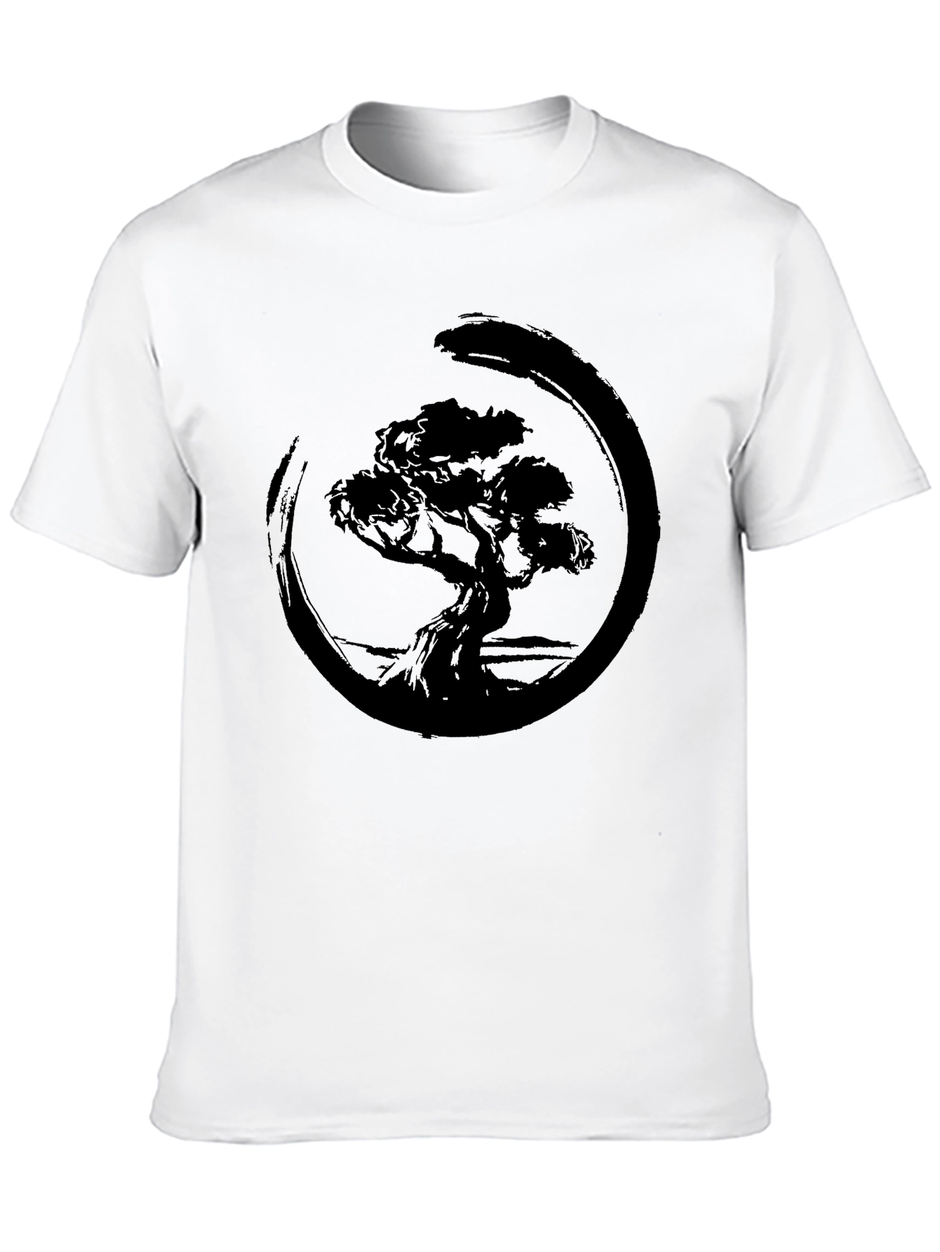 Zen Bonsai Tree Graphic Tee - Black Cotton