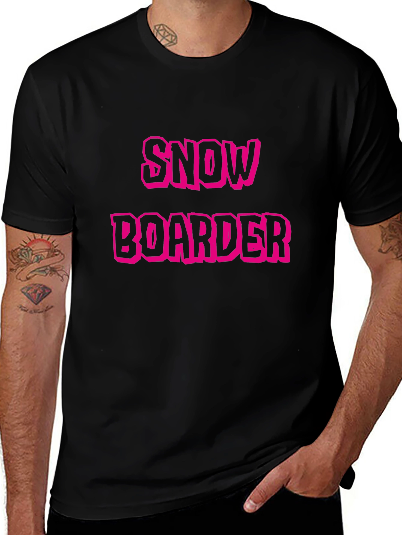 Snowboarder Graphic Tee - Black Cotton Blend