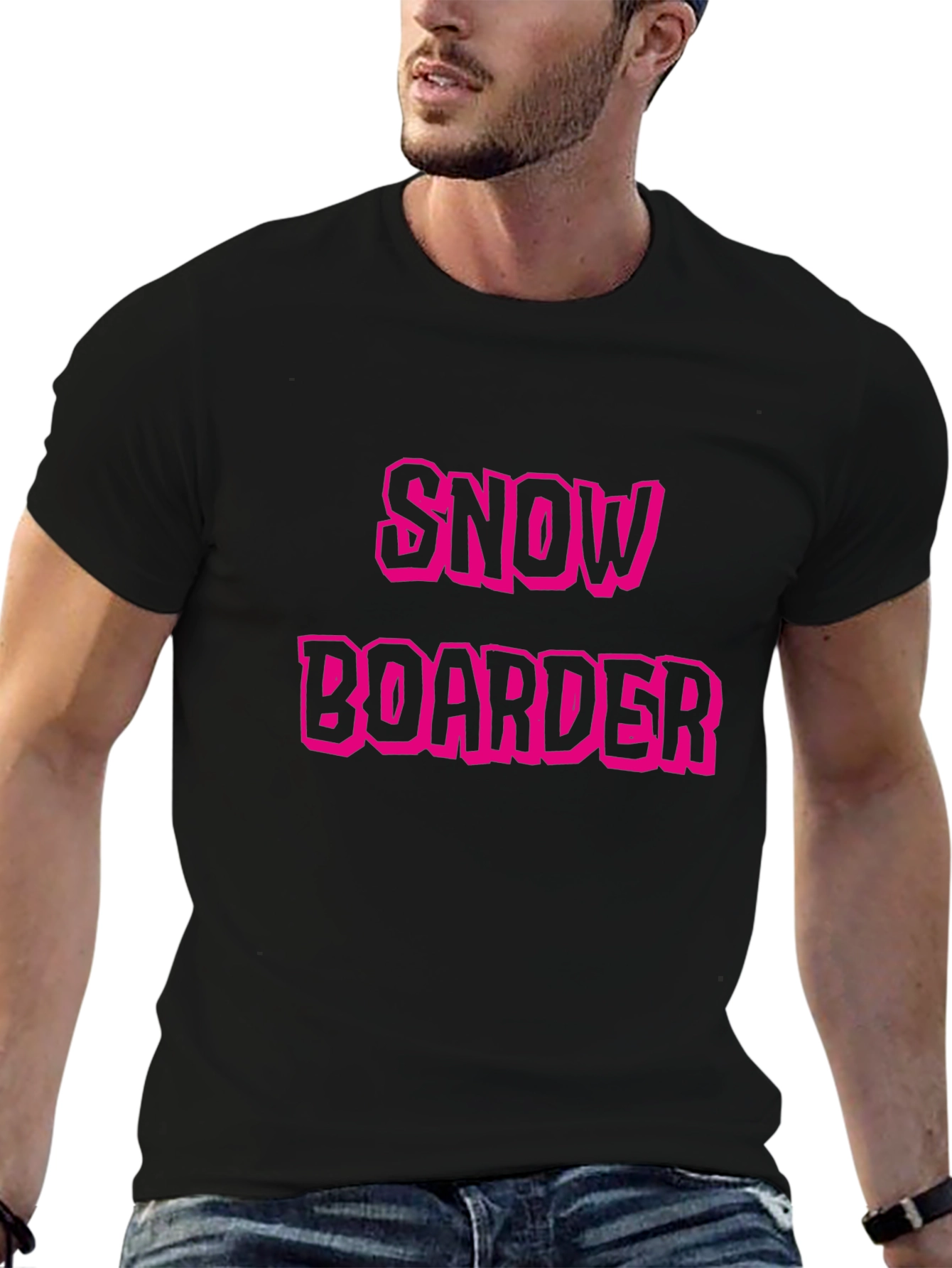 Snowboarder Graphic Tee - Black Cotton Blend