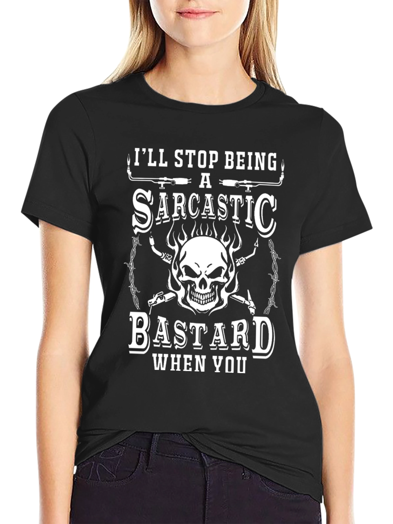 Sarcastic Bastard Graphic Tee - Bold Skull Design