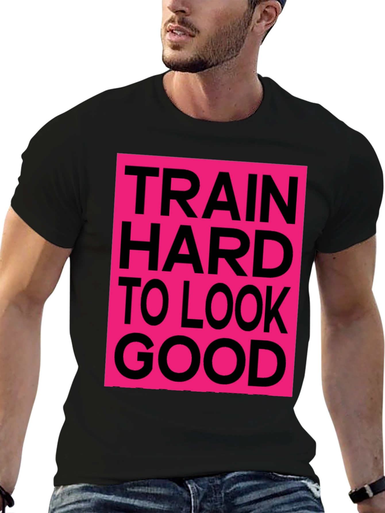 Train Hard Graphic Tee - Black Cotton Casual Shirt