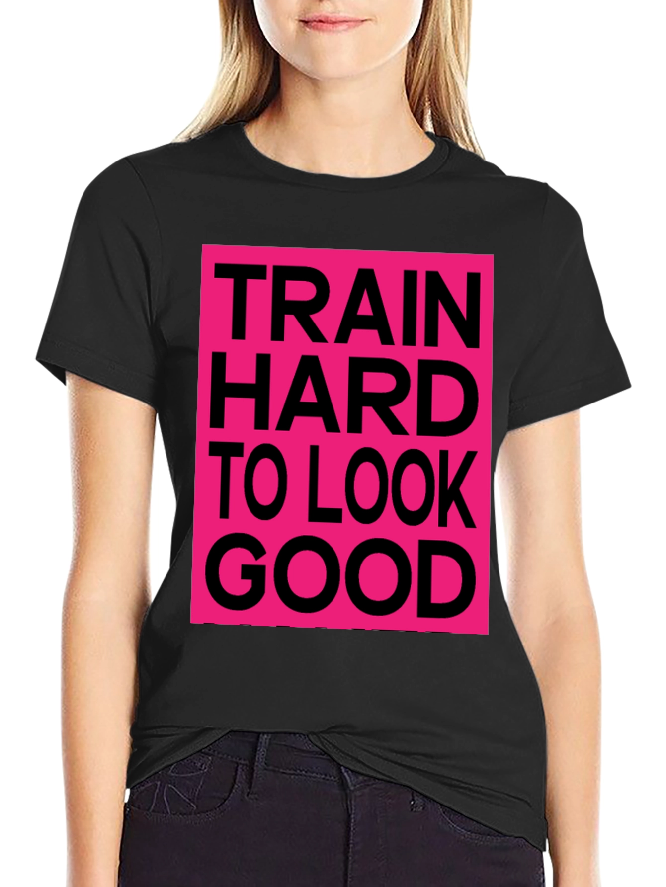 Train Hard Graphic Tee - Black Cotton Casual Shirt