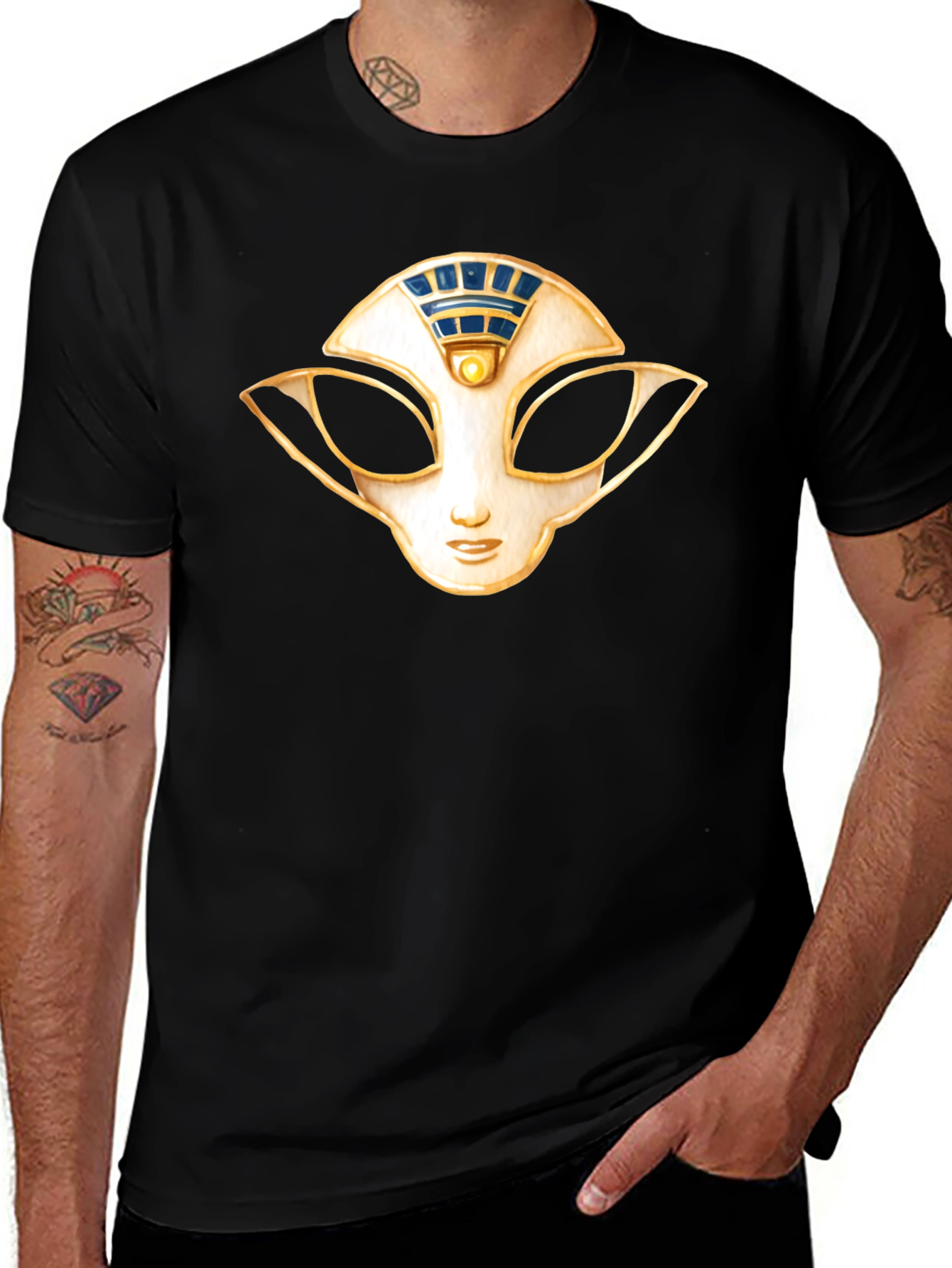 Mystic Mask Graphic Tee - Soft Black Cotton