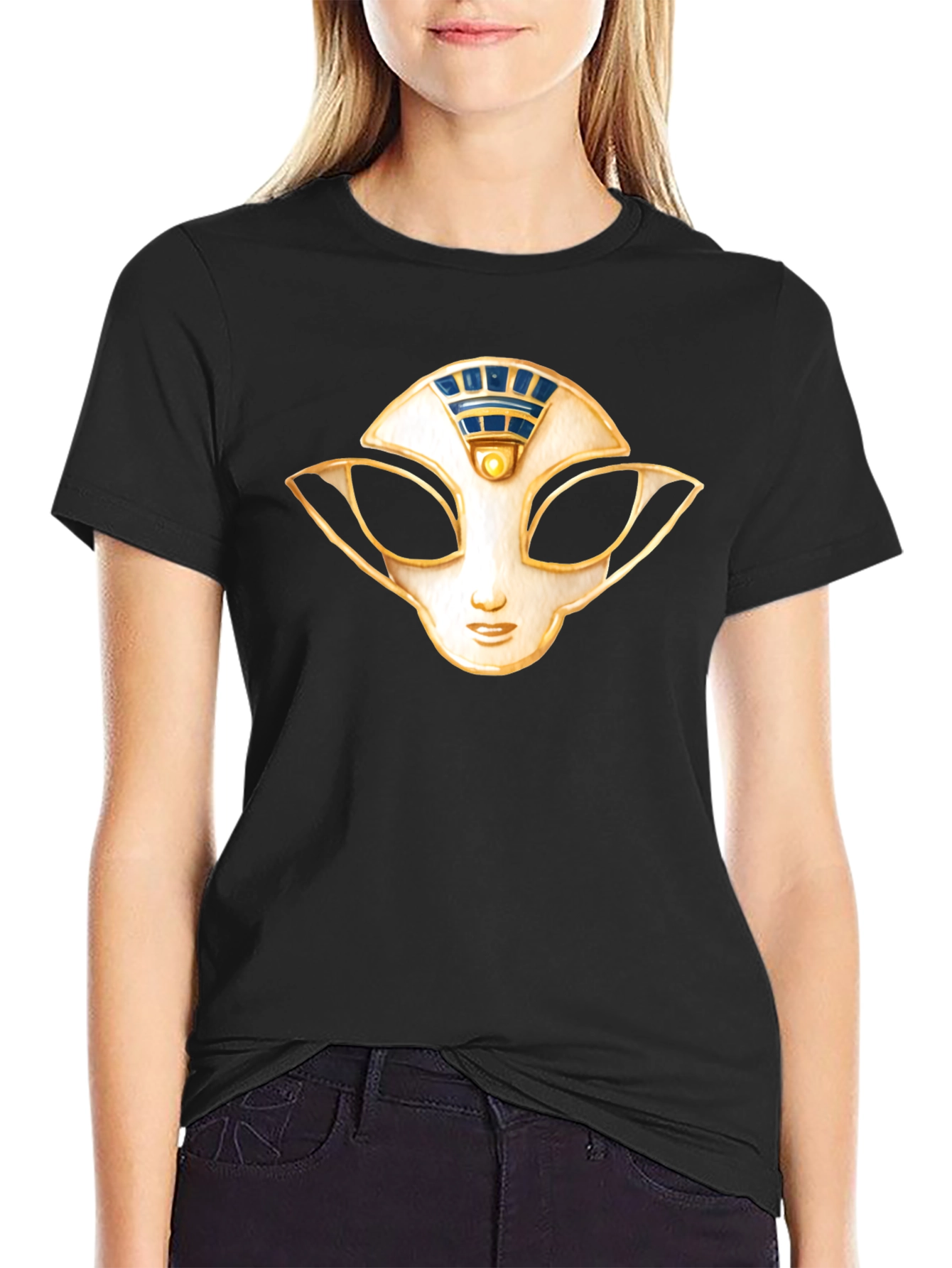 Mystic Mask Graphic Tee - Soft Black Cotton