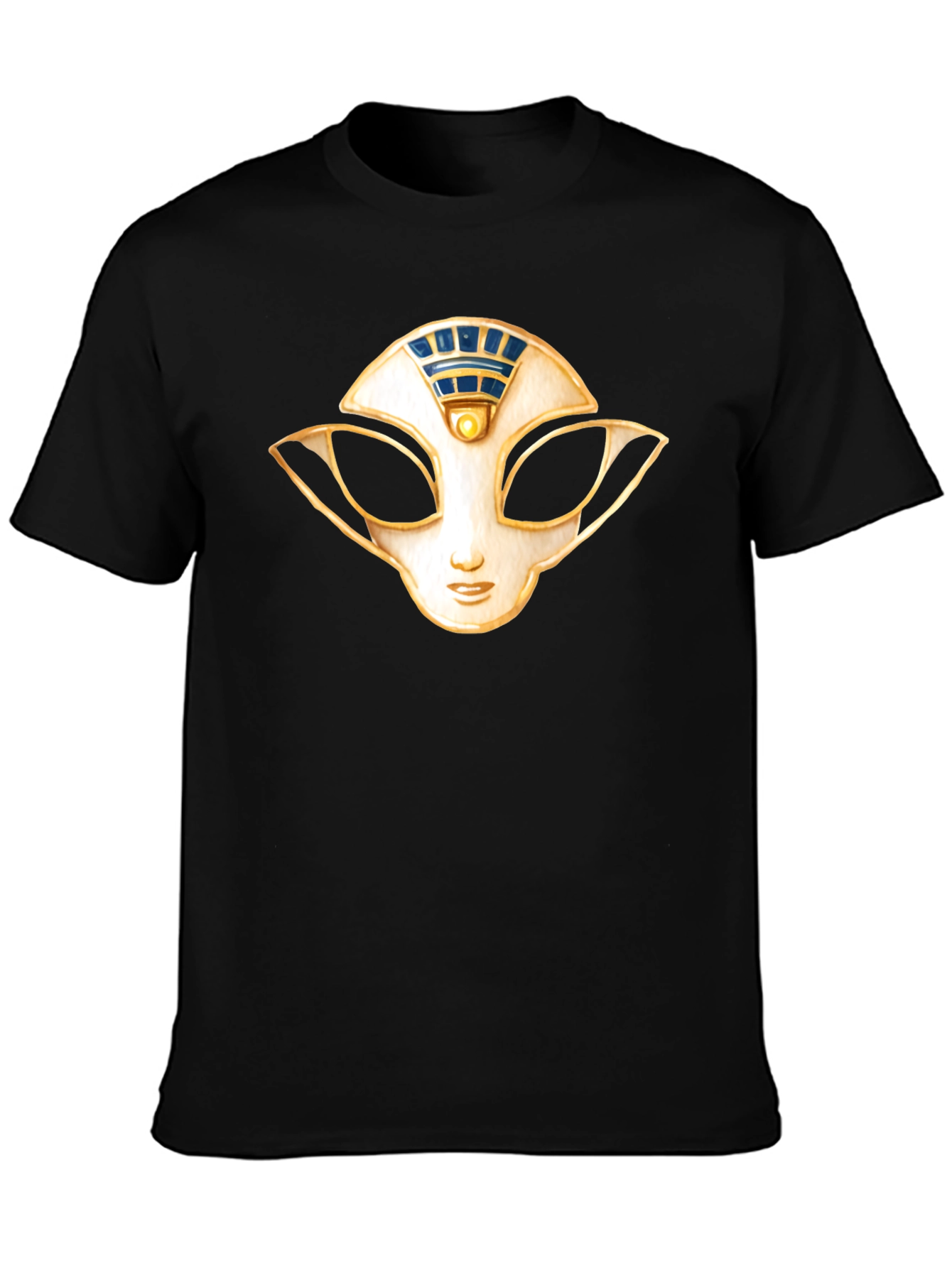 Mystic Mask Graphic Tee - Soft Black Cotton