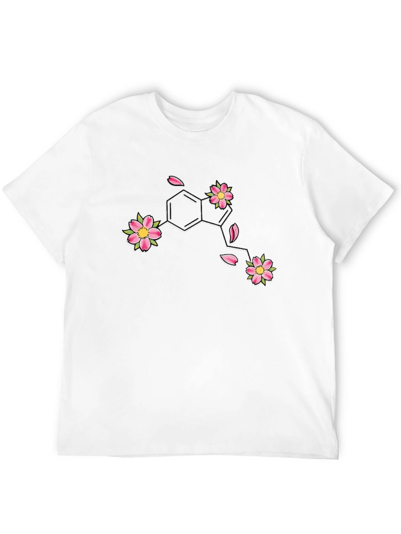 Floral Serotonin Molecule Graphic T-Shirt