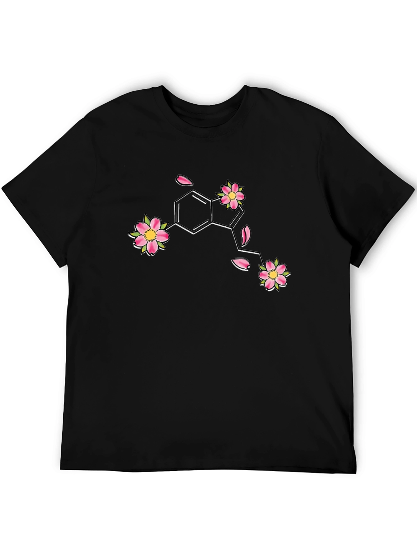 Floral Serotonin Molecule Graphic T-Shirt