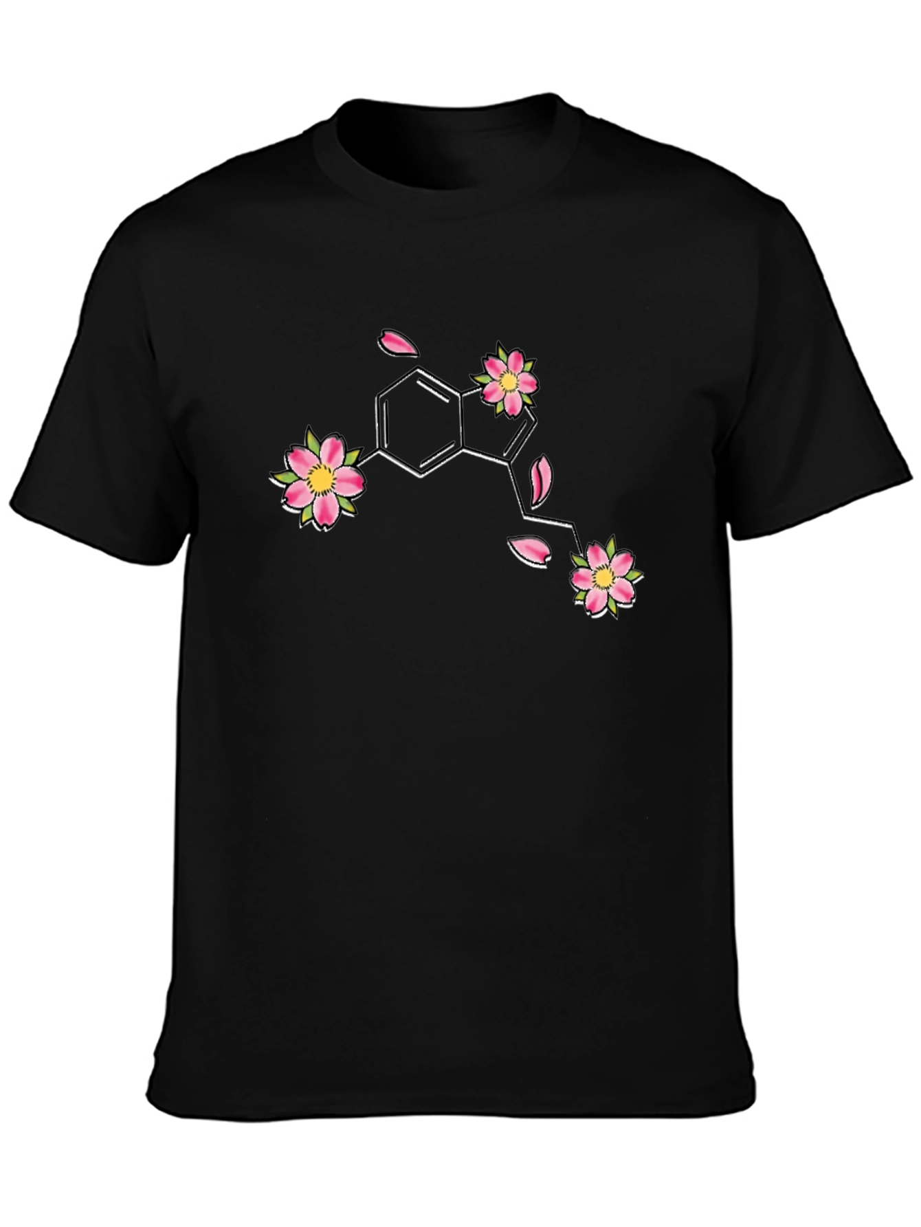 Floral Serotonin Molecule Graphic T-Shirt
