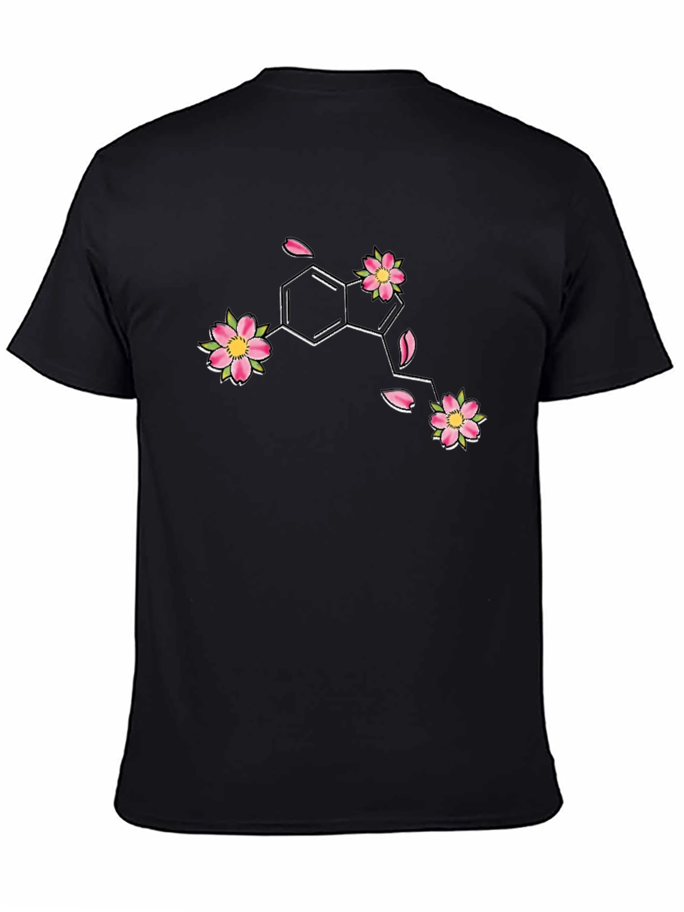 Floral Serotonin Molecule Graphic T-Shirt