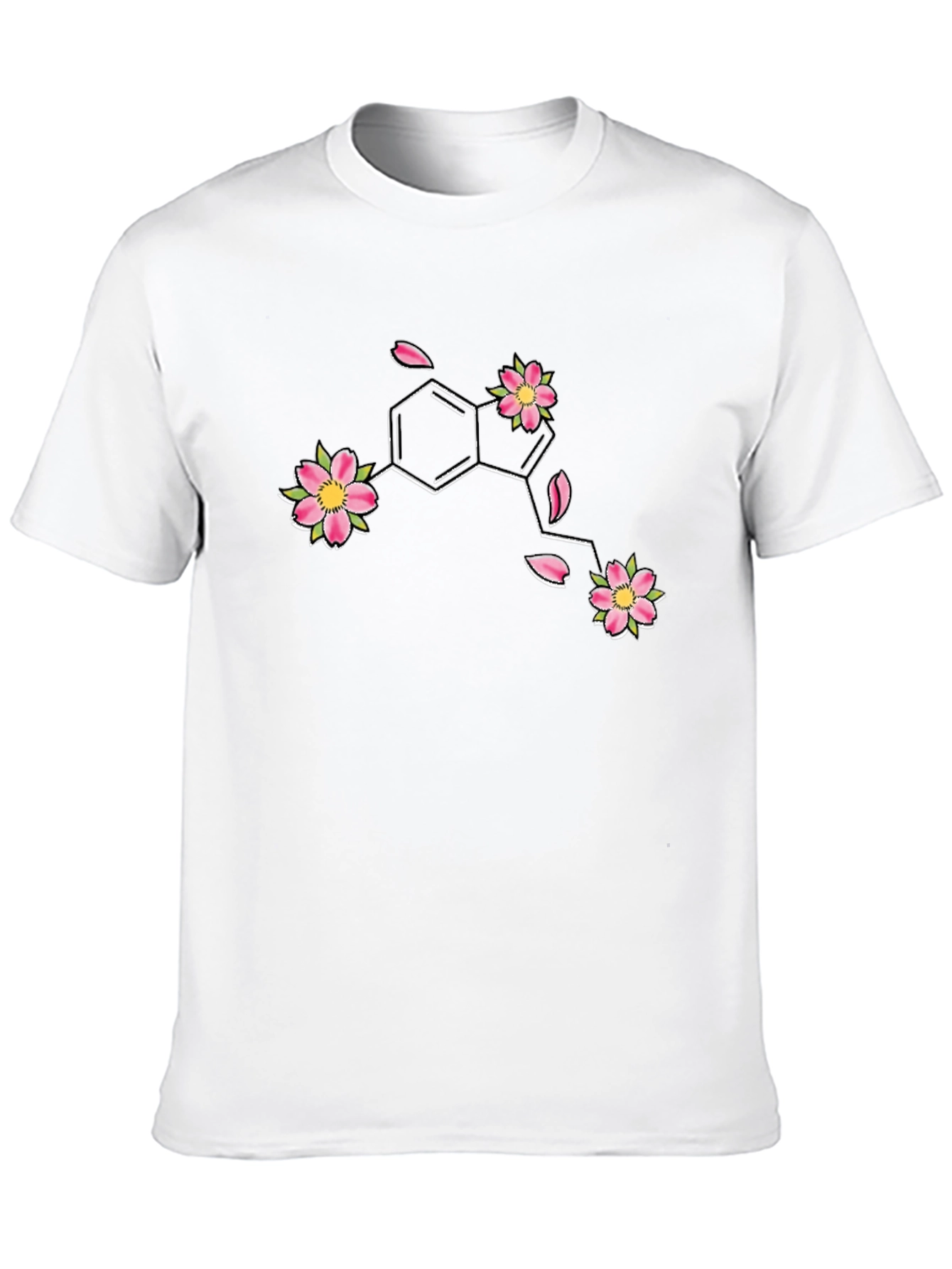 Floral Serotonin Molecule Graphic T-Shirt
