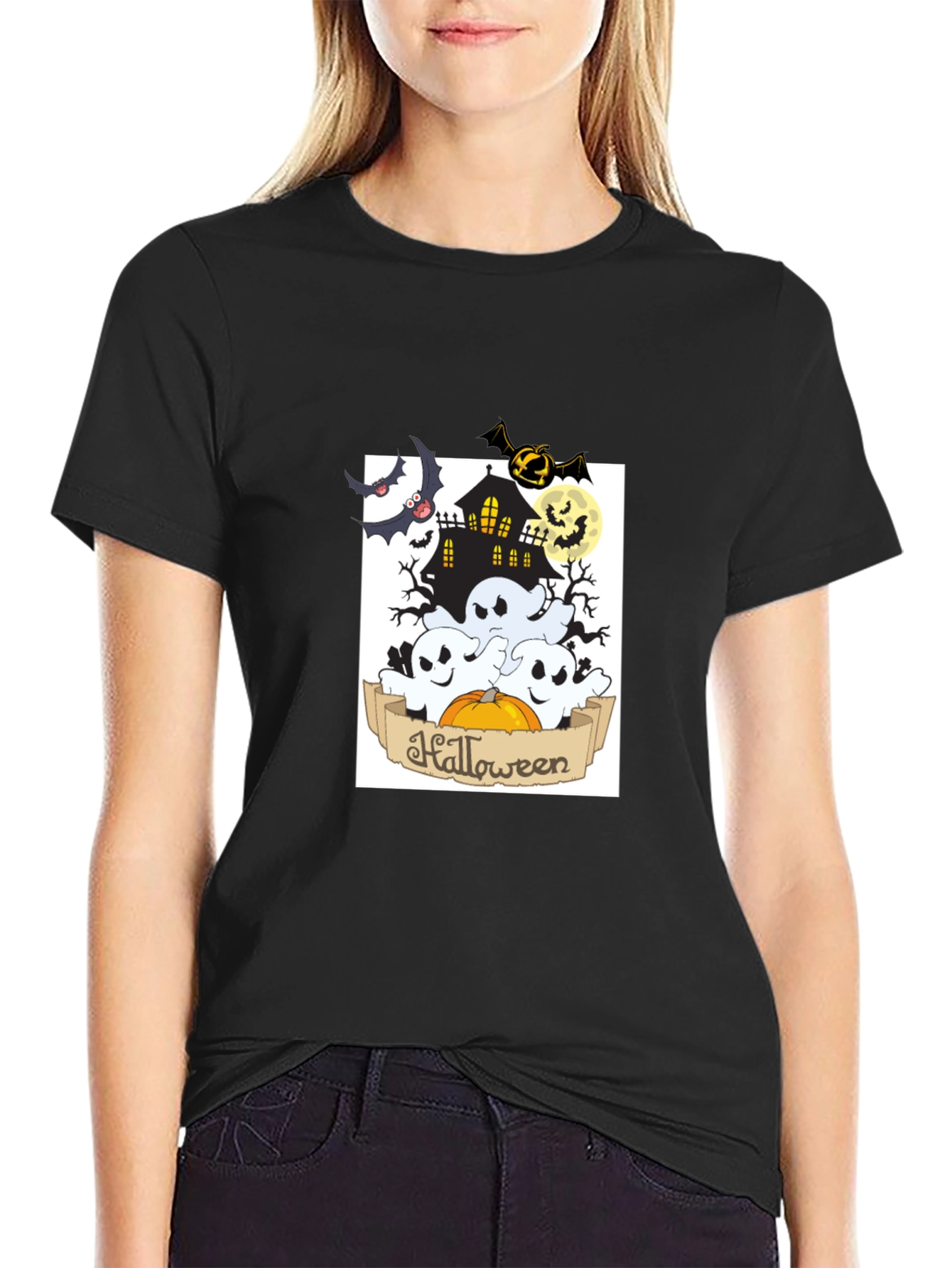 Spooky Halloween Black Graphic Tee