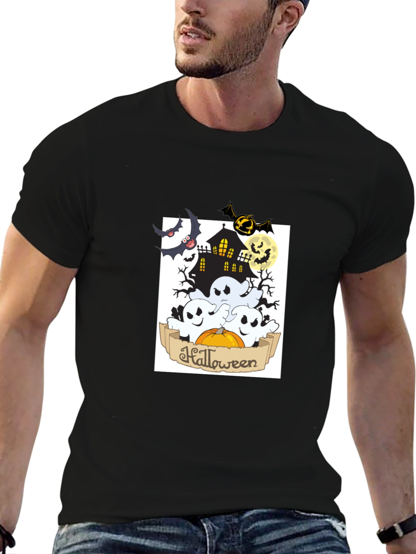 Spooky Halloween Black Graphic Tee