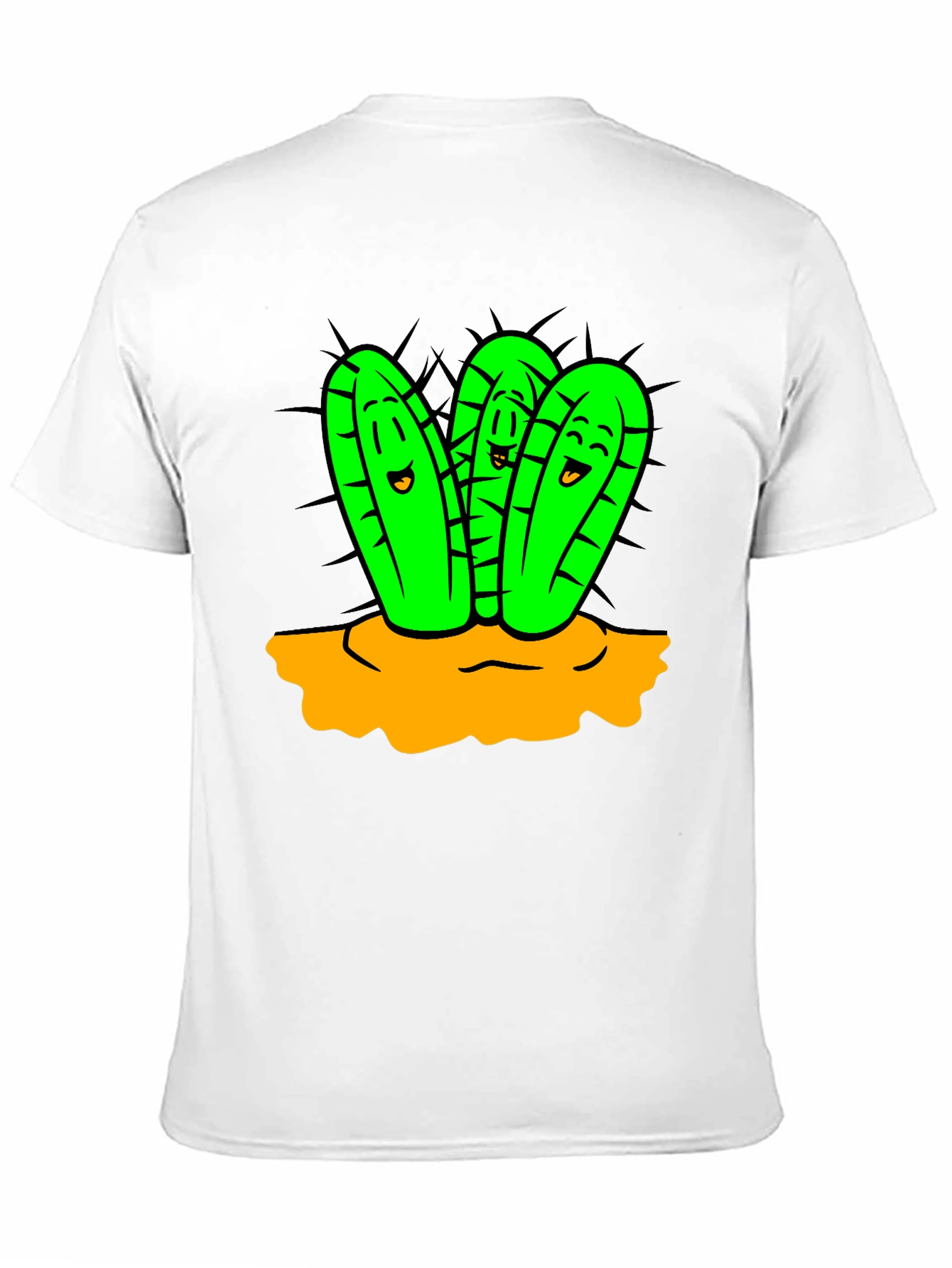 Cartoon Cactus Graphic T-Shirt - Unisex Black Tee