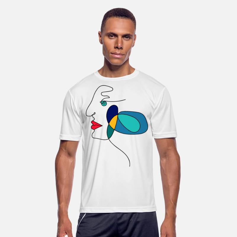 Abstract art painting. Colorful face made of lines