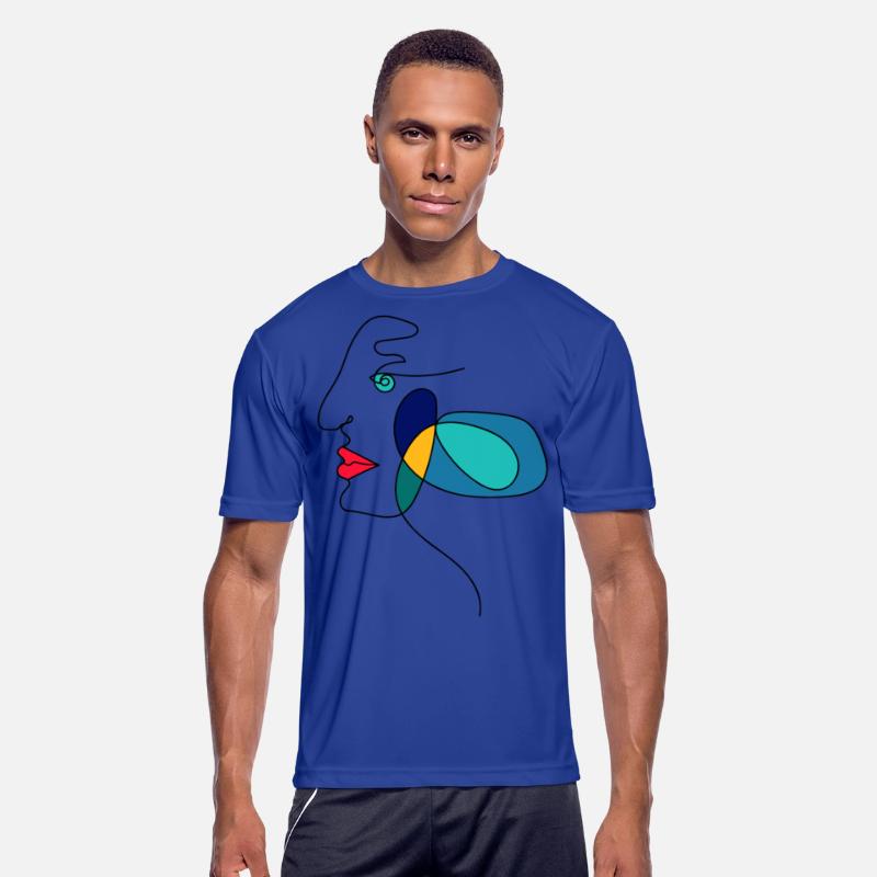 Abstract art painting. Colorful face made of lines