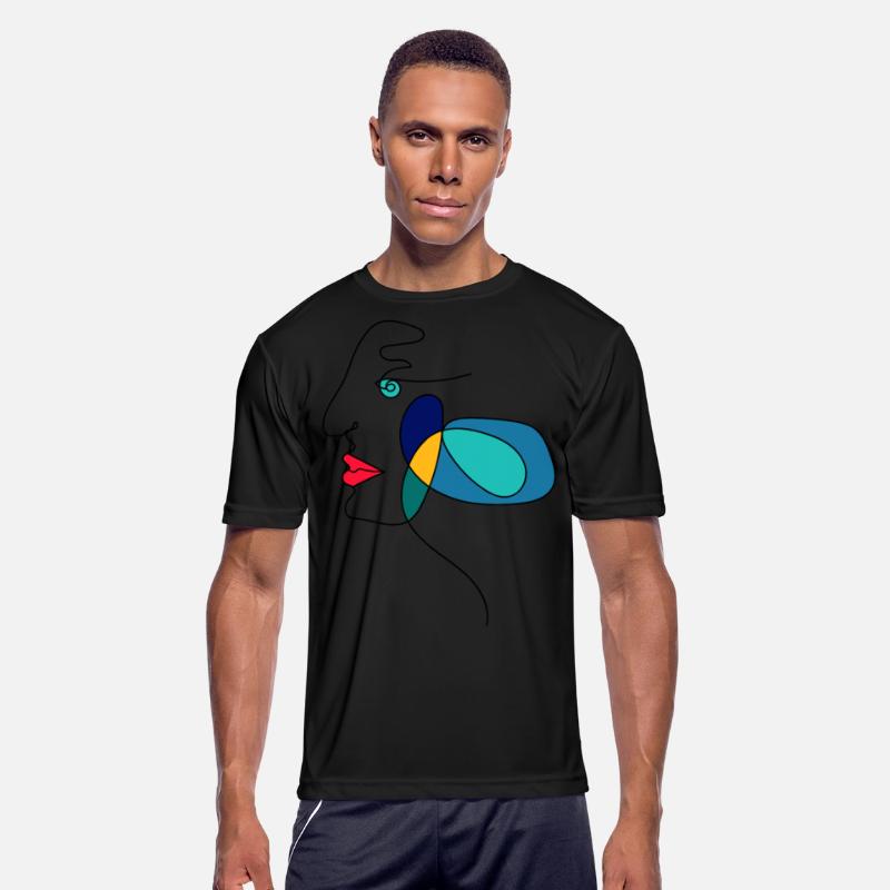 Abstract art painting. Colorful face made of lines